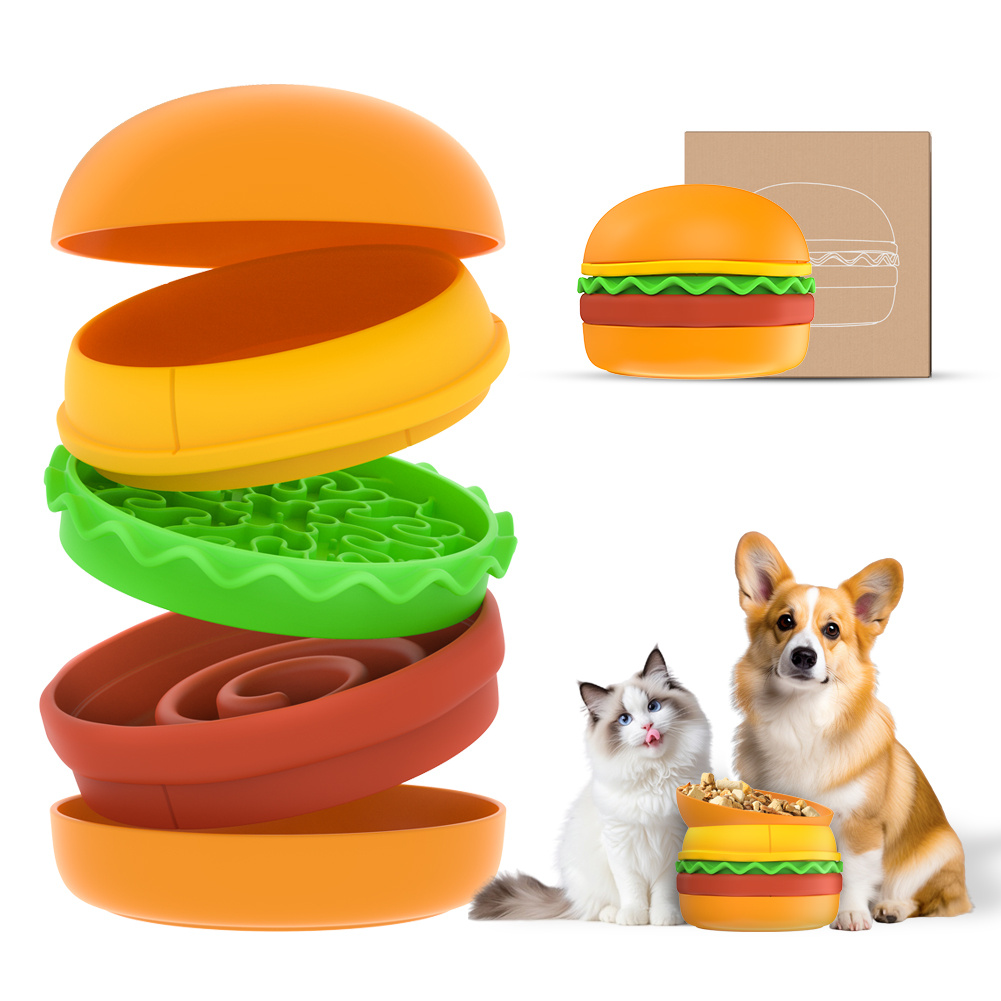 Hamburger Appearance Pet Cat And Dog Bowl Combination Multi-layer Five-in-one - Image 6