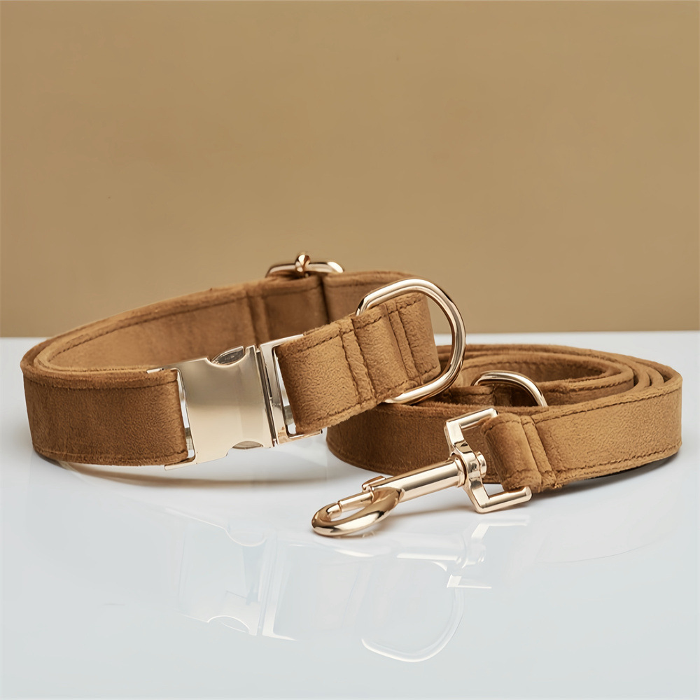 Multiple Colour Velvet Personalise Dog Collar Leash Set With Bow - Image 8