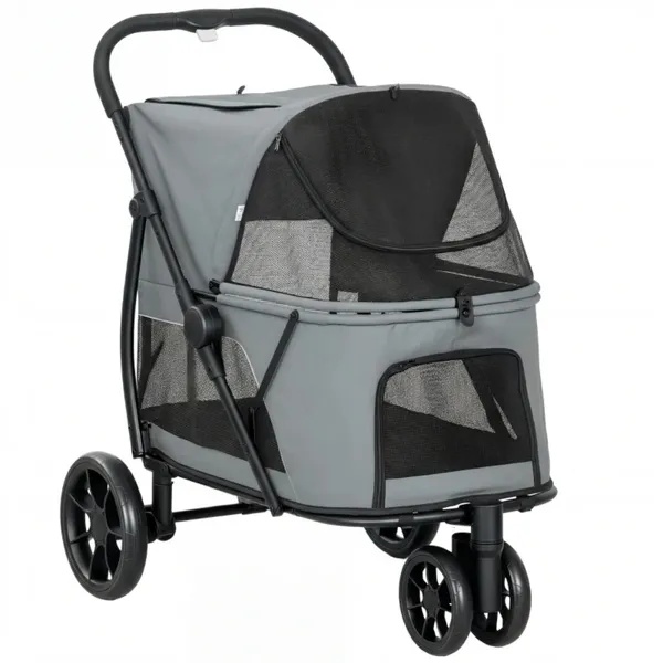 Premium Pet Stroller for Dogs & Cats – Foldable Travel Carrier with Breathable Mesh, Storage Basket & Smooth Wheels - Image 2
