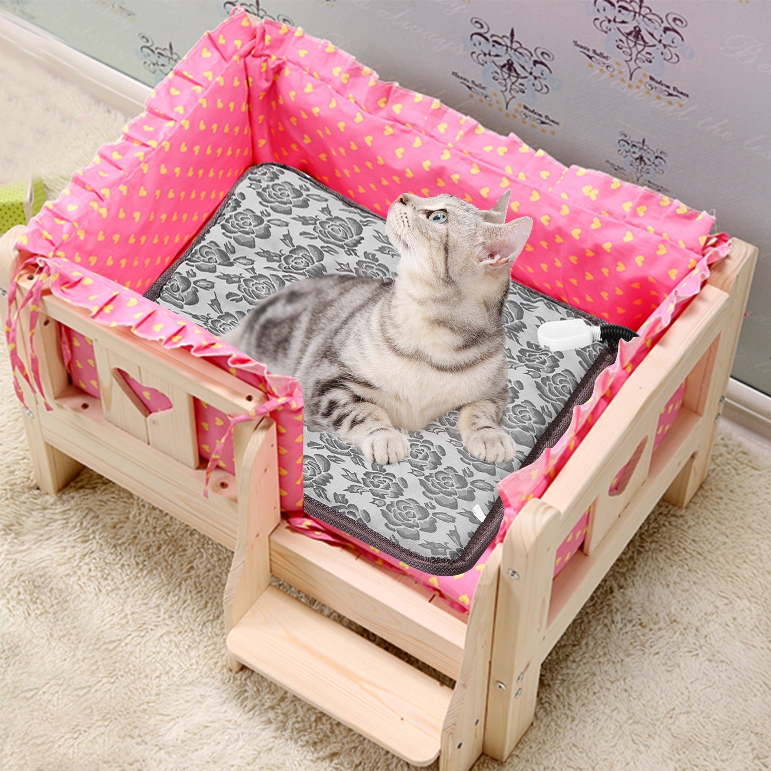 1Pc Pet Heating Pad Dog Cat Electric Heating Mat Waterproof Adjustable Warming Blanket With Chew Resistant Steel Cord Case - Image 3