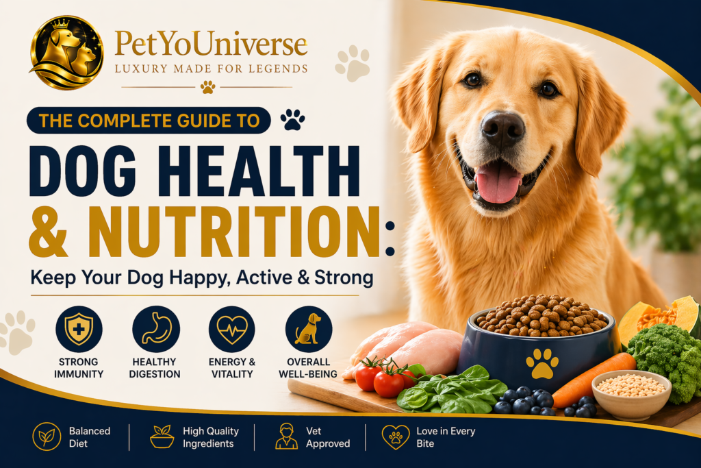 Dog health and nutrition guide with healthy food