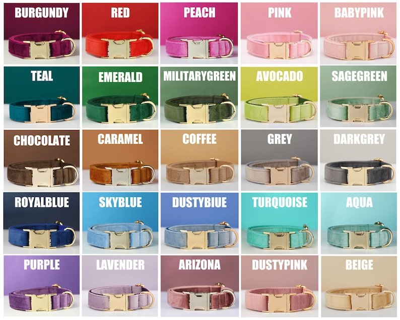 Multiple Colour Velvet Personalise Dog Collar Leash Set With Bow - Image 5