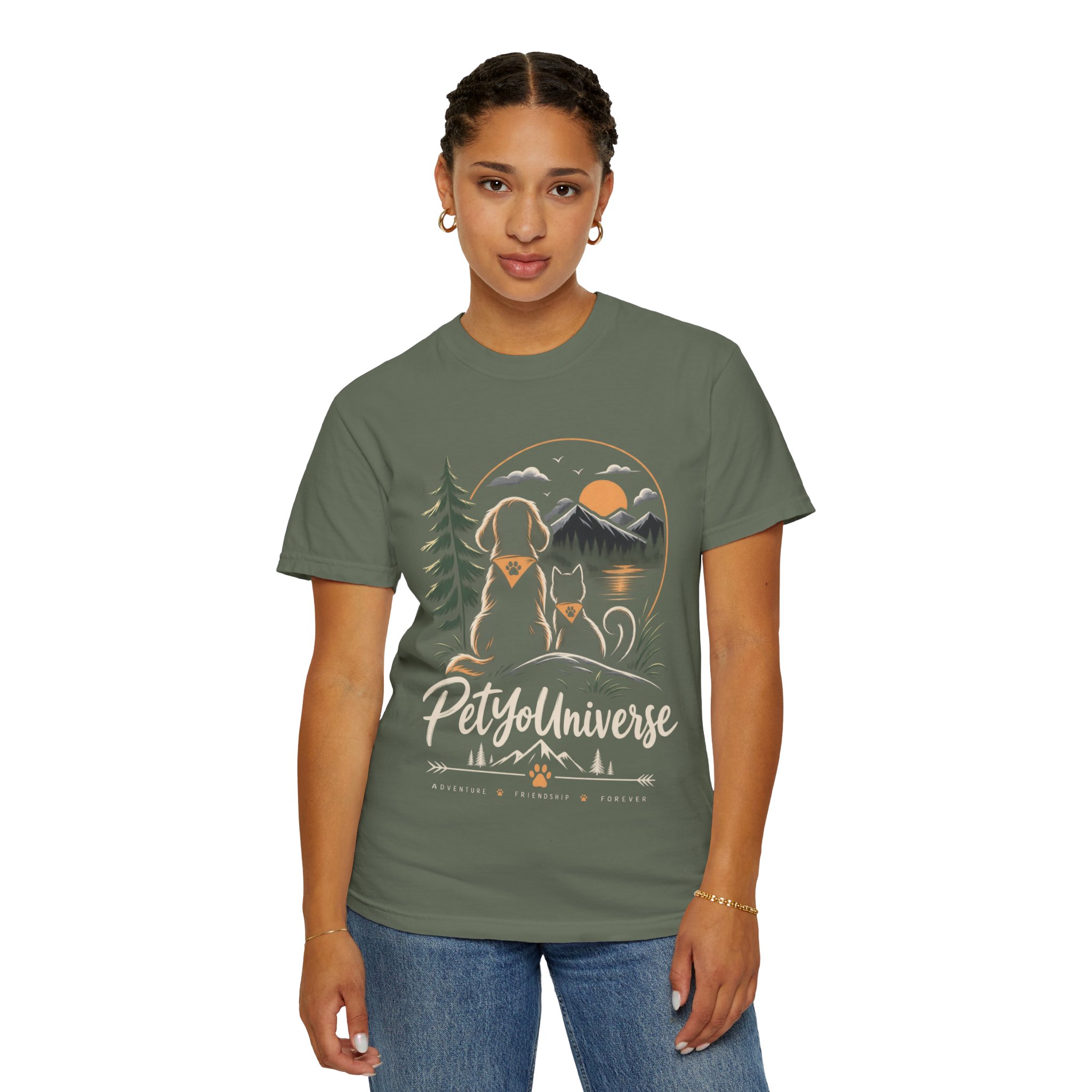 Dog Mom Scenic T-Shirt — Pet Universe Mountain Sunset Tee - Image 41
