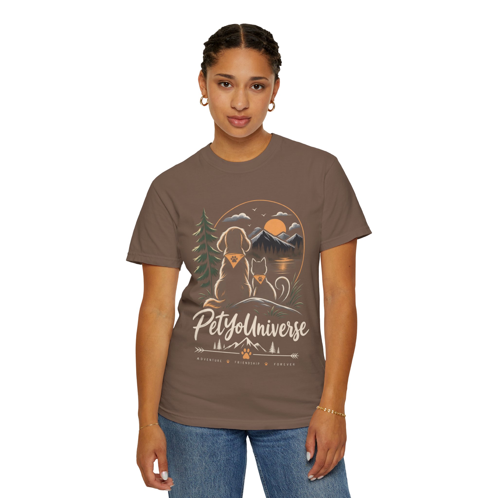 Dog Mom Scenic T-Shirt — Pet Universe Mountain Sunset Tee - Image 27