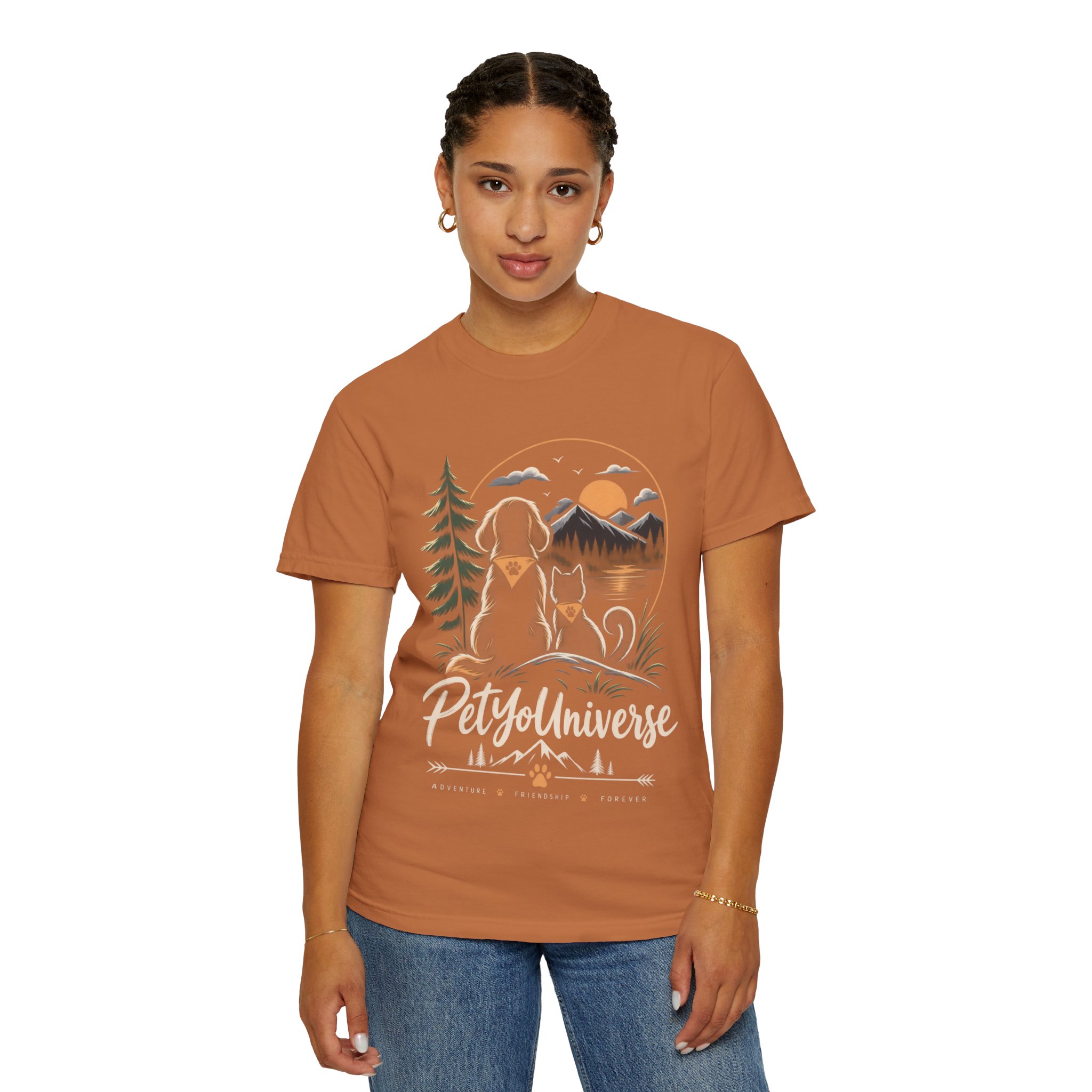 Dog Mom Scenic T-Shirt — Pet Universe Mountain Sunset Tee - Image 20