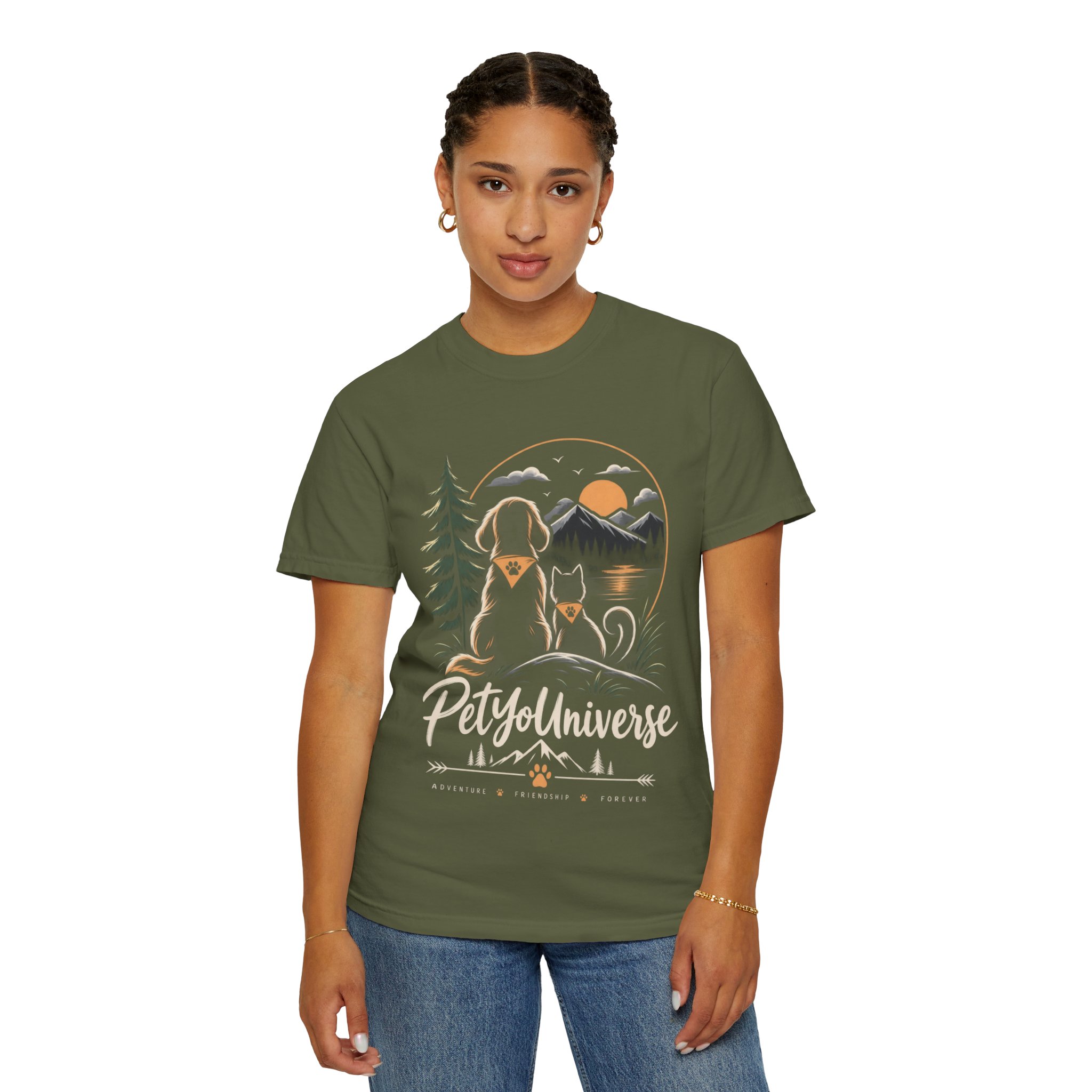 Dog Mom Scenic T-Shirt — Pet Universe Mountain Sunset Tee - Image 34