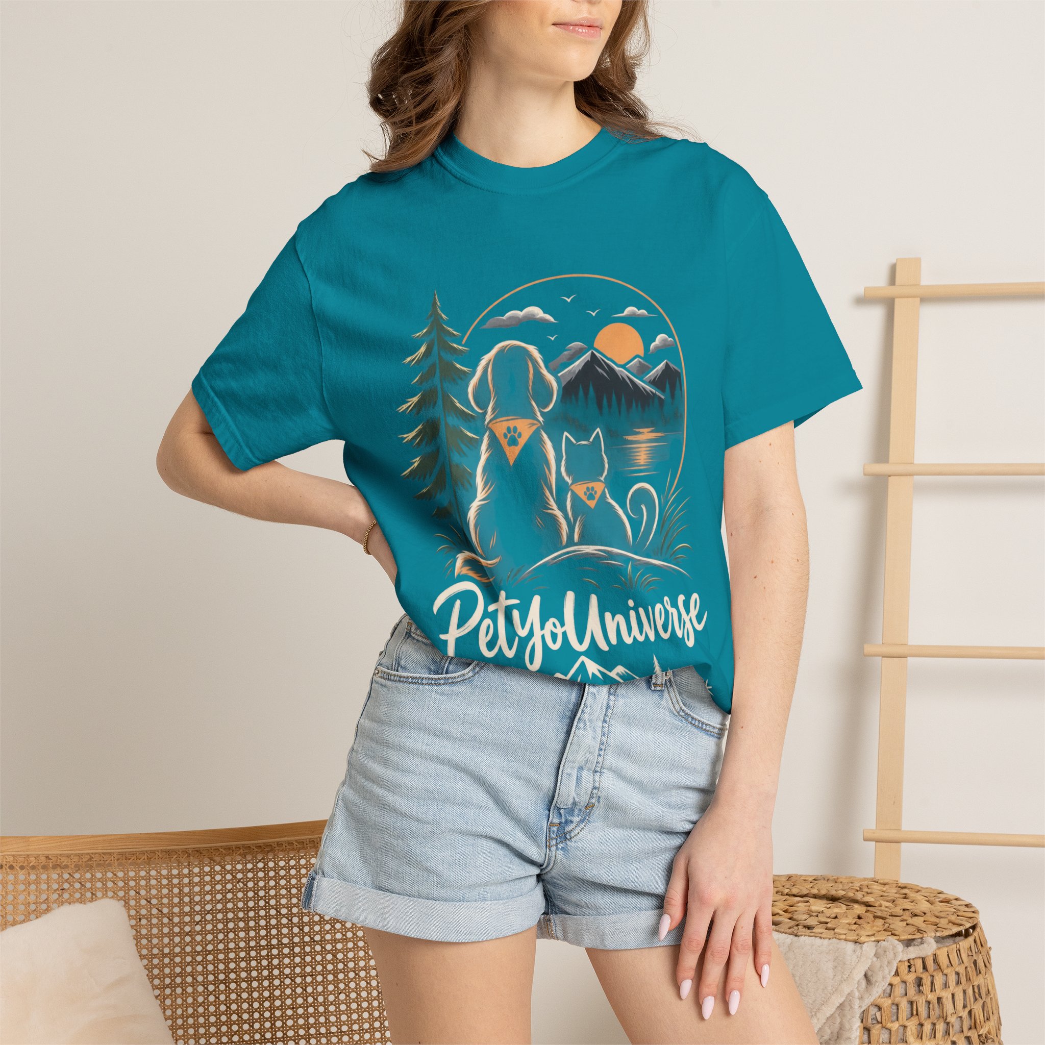Dog Mom Scenic T-Shirt — Pet Universe Mountain Sunset Tee - Image 60