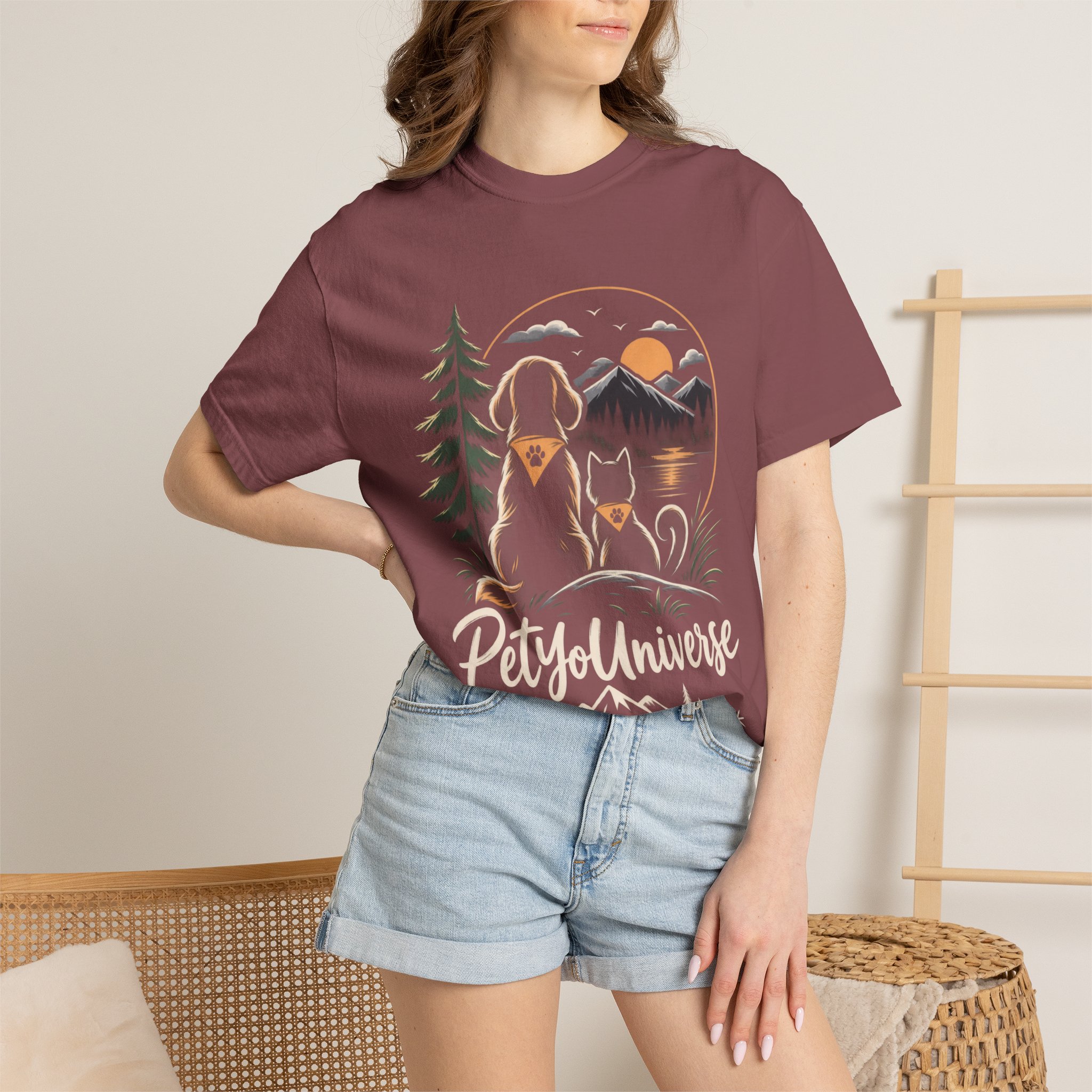 Dog Mom Scenic T-Shirt — Pet Universe Mountain Sunset Tee - Image 11