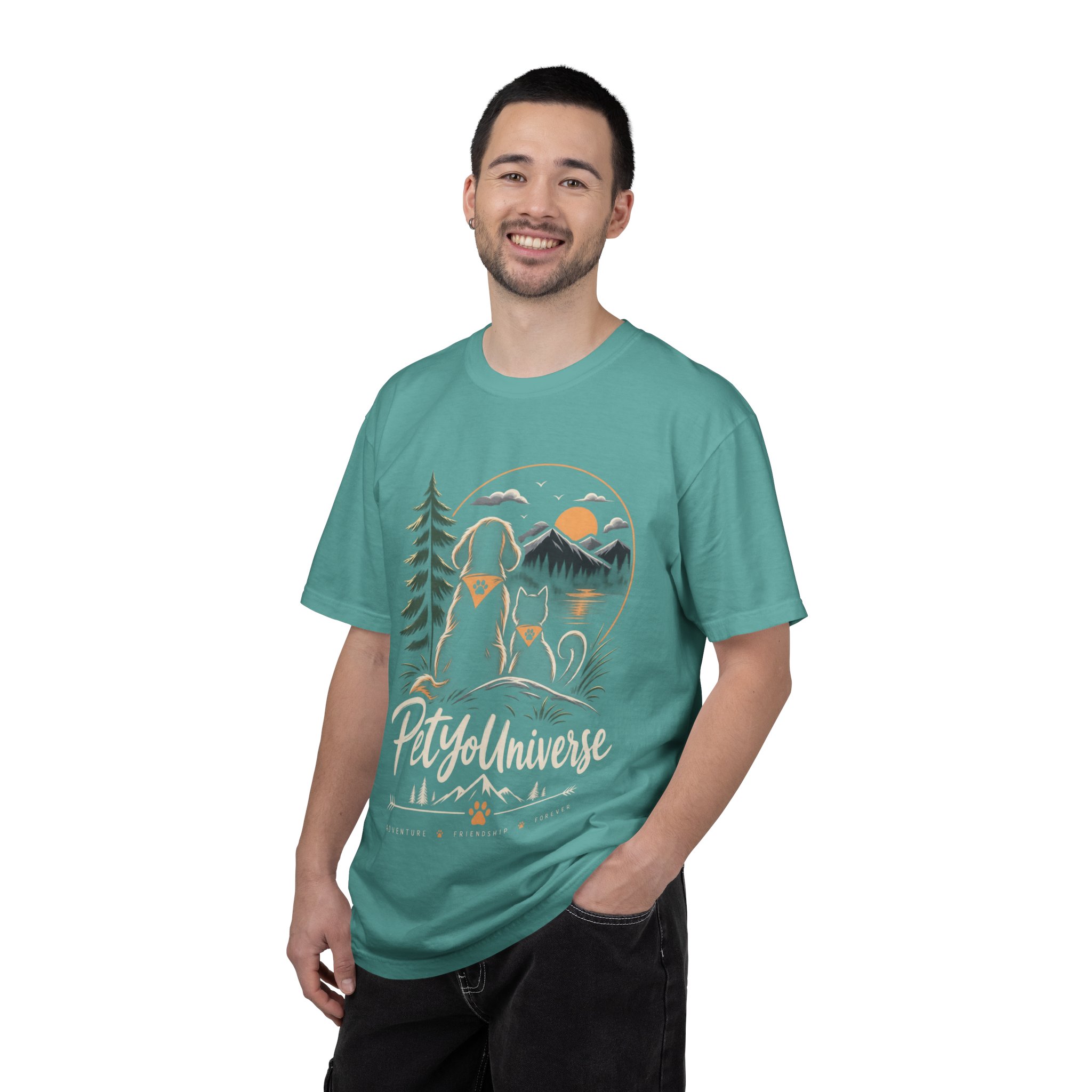 Dog Mom Scenic T-Shirt — Pet Universe Mountain Sunset Tee - Image 54