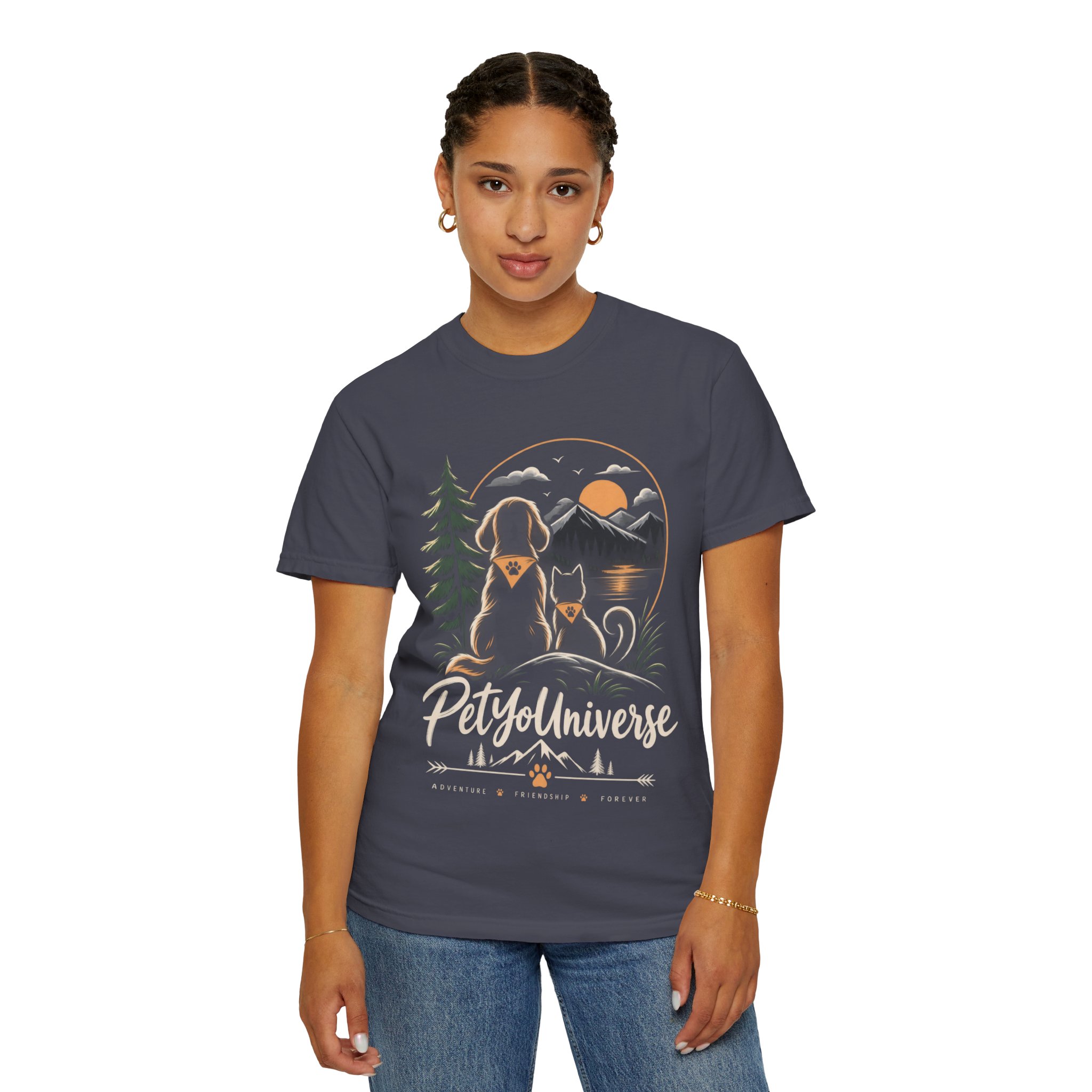 Dog Mom Scenic T-Shirt — Pet Universe Mountain Sunset Tee - Image 69