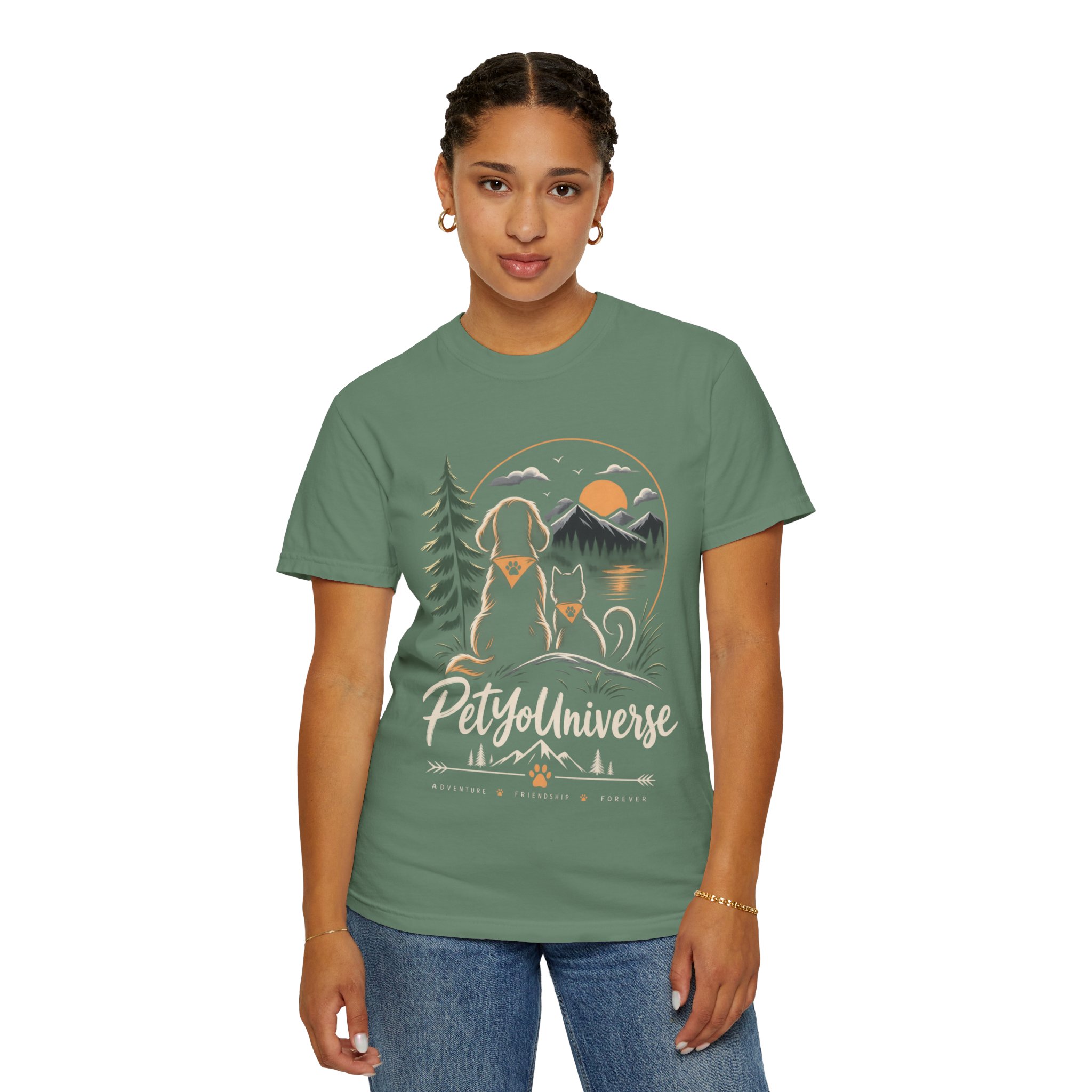 Dog Mom Scenic T-Shirt — Pet Universe Mountain Sunset Tee - Image 48