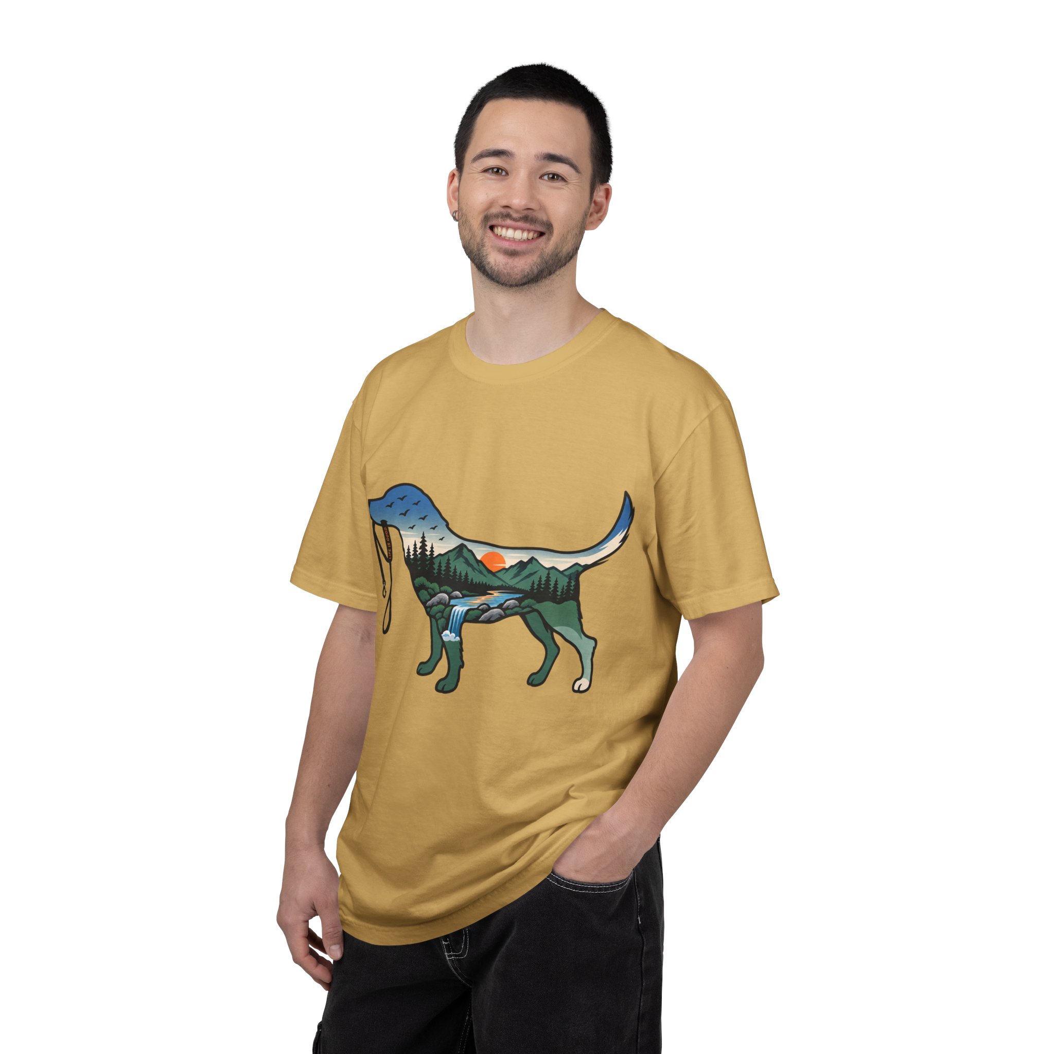 Dog Silhouette Nature Tee — Scenic Hike Retriever T-Shirt - Image 8