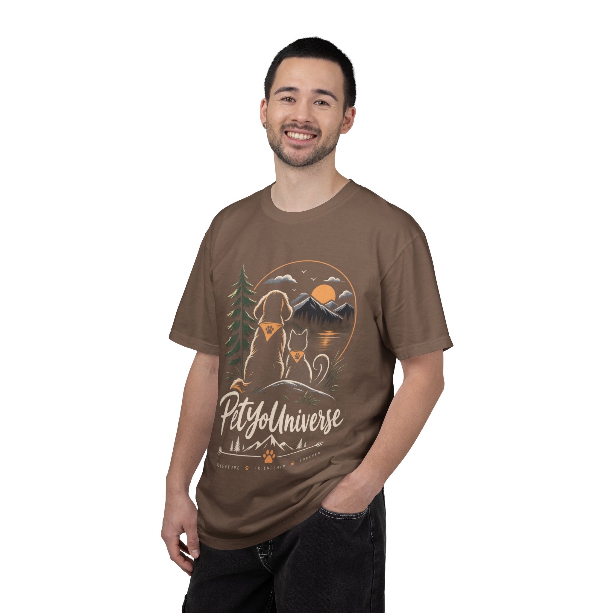 Dog Mom Scenic T-Shirt — Pet Universe Mountain Sunset Tee - Image 26