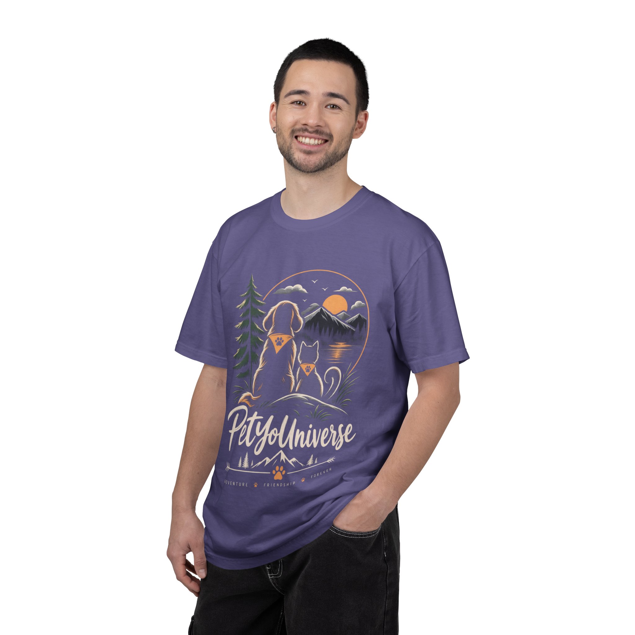 Dog Mom Scenic T-Shirt — Pet Universe Mountain Sunset Tee - Image 75