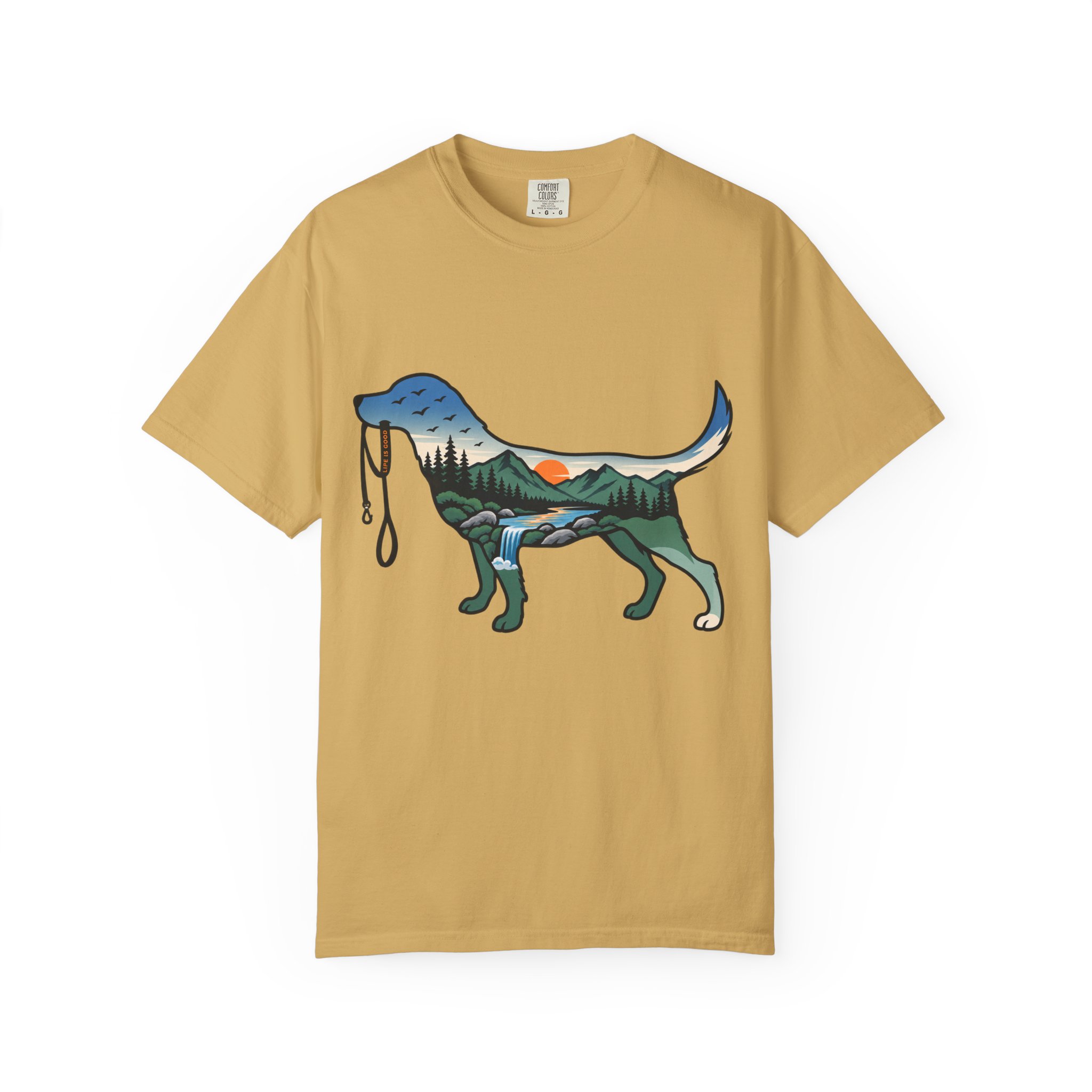 Dog Silhouette Nature Tee — Scenic Hike Retriever T-Shirt - Image 6