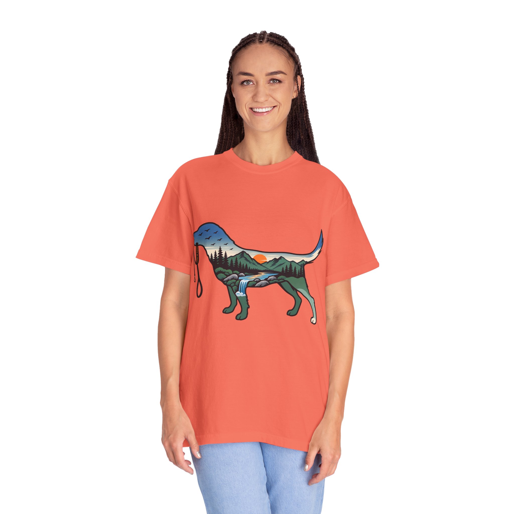 Dog Silhouette Nature Tee — Scenic Hike Retriever T-Shirt - Image 4