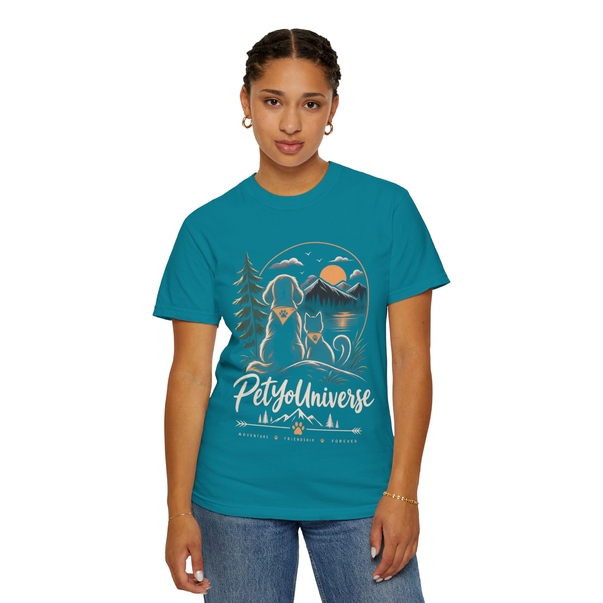 Dog Mom Scenic T-Shirt — Pet Universe Mountain Sunset Tee - Image 62
