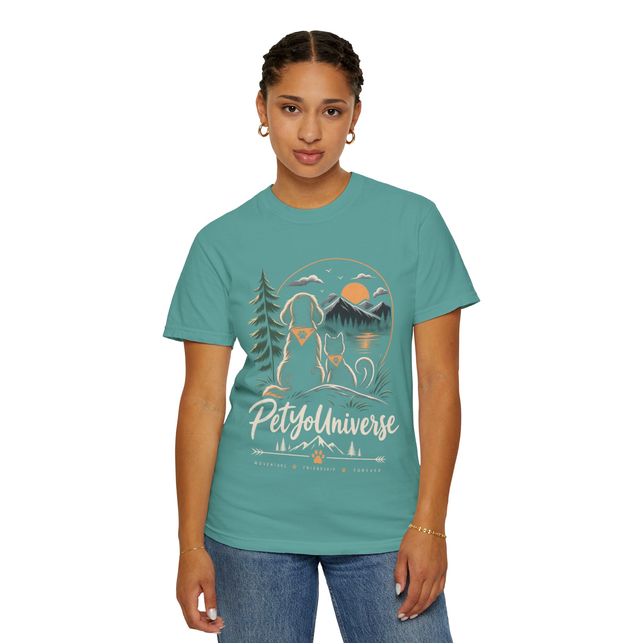 Dog Mom Scenic T-Shirt — Pet Universe Mountain Sunset Tee - Image 55