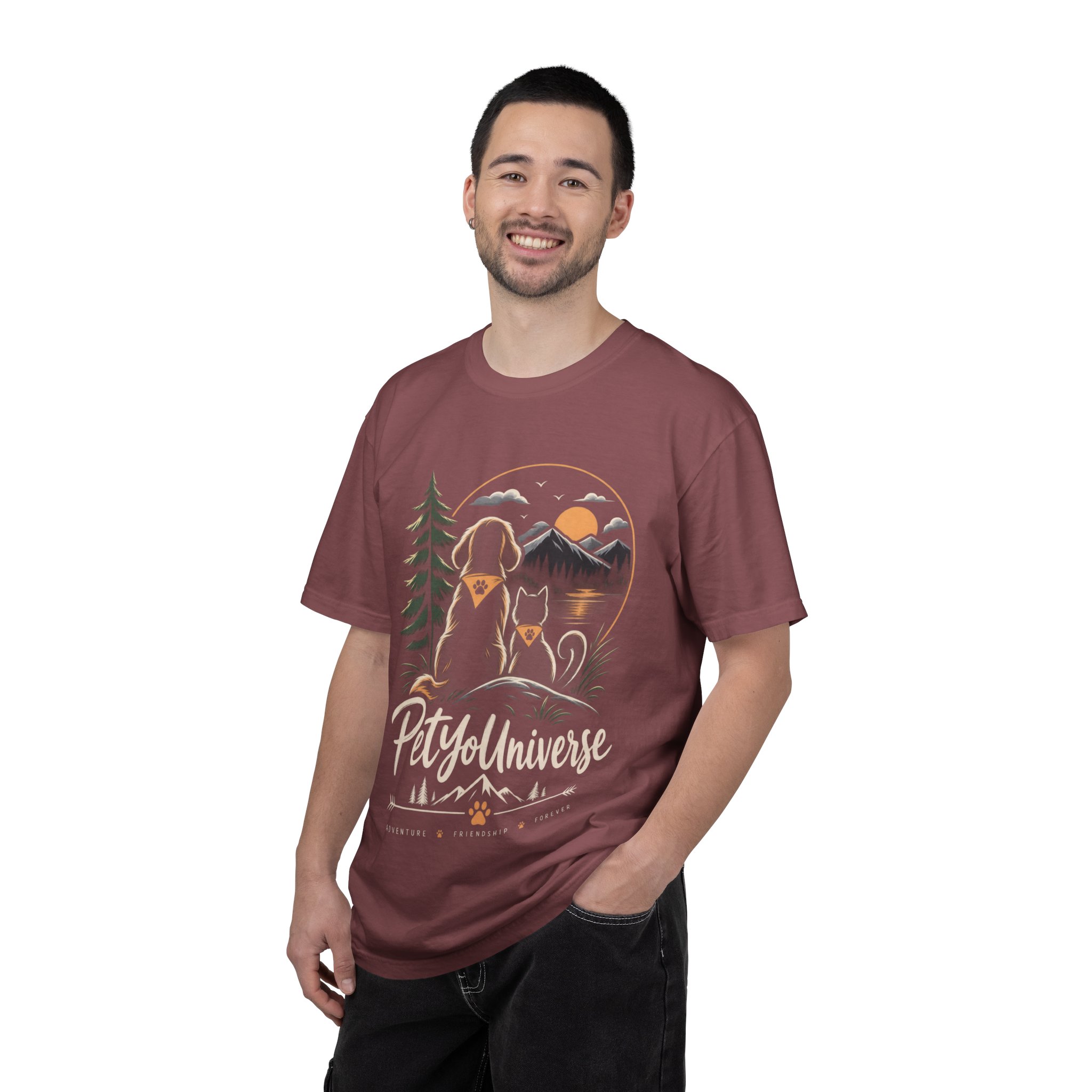 Dog Mom Scenic T-Shirt — Pet Universe Mountain Sunset Tee - Image 12