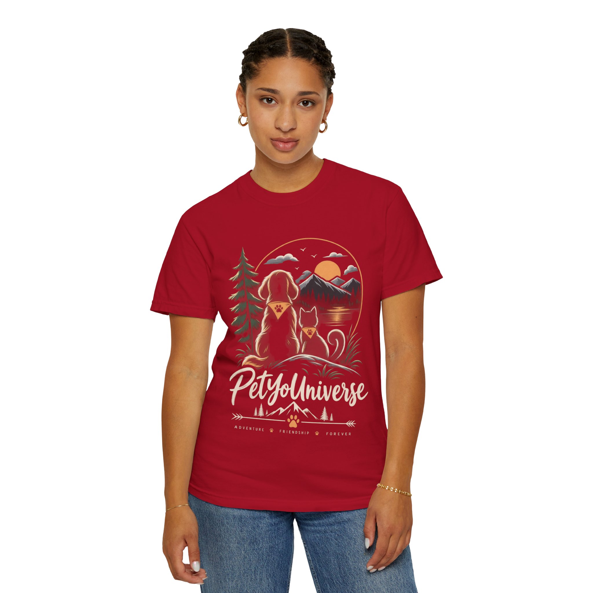 Dog Mom Scenic T-Shirt — Pet Universe Mountain Sunset Tee - Image 83