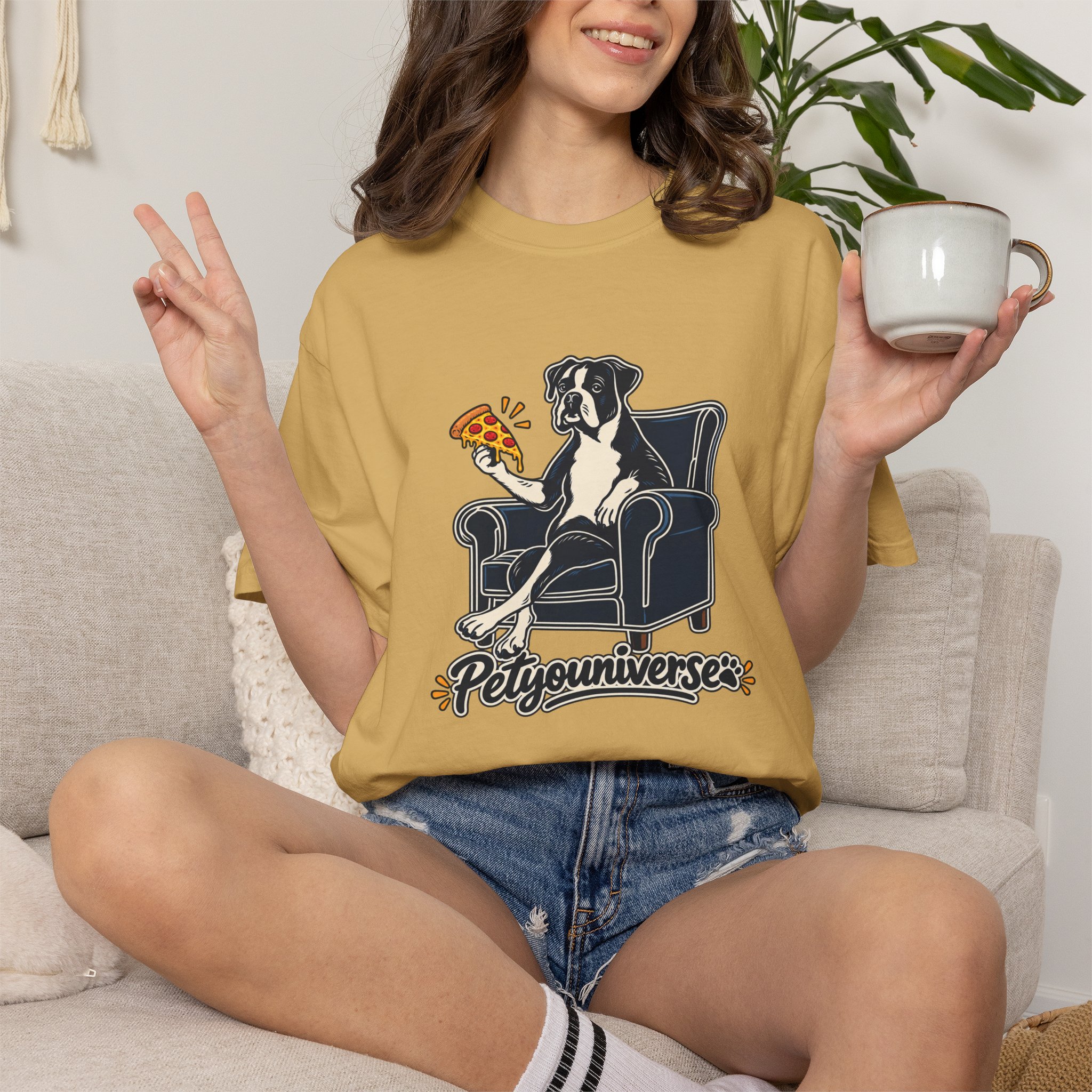 T-Shirt — PetYoUniverse Dog on Armchair with Pizza Graphic - Image 12