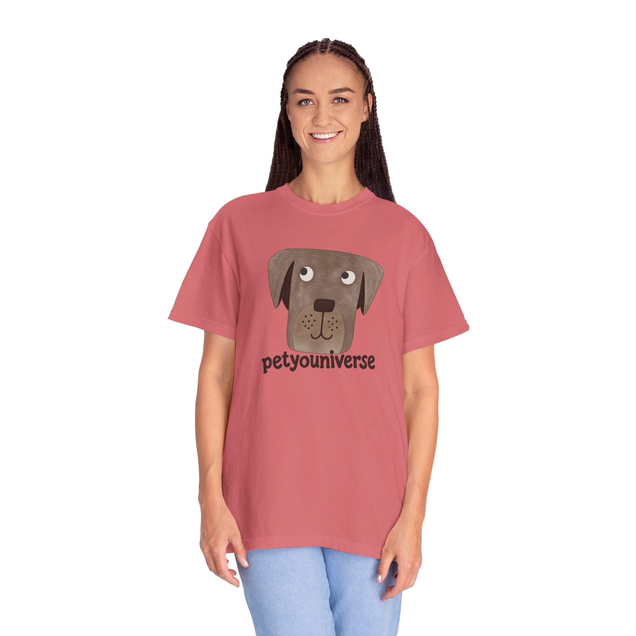 Dog Face Graphic T‑Shirt — "petyouniverse" Cute Pet Logo Tee - Image 122