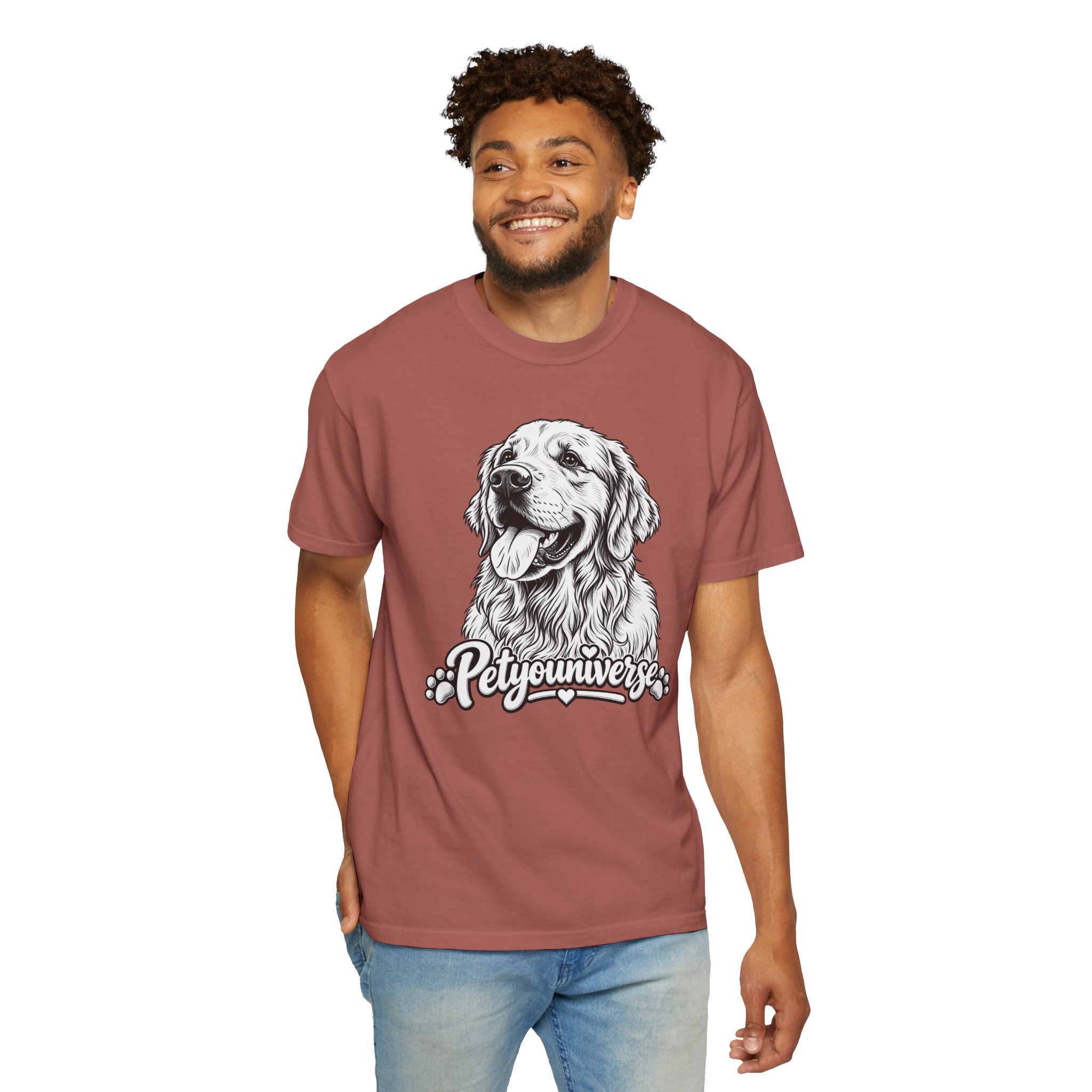 PetYoUniverse Golden Retriever Graphic T-Shirt — Cute Dog Portrait Tee - Image 124