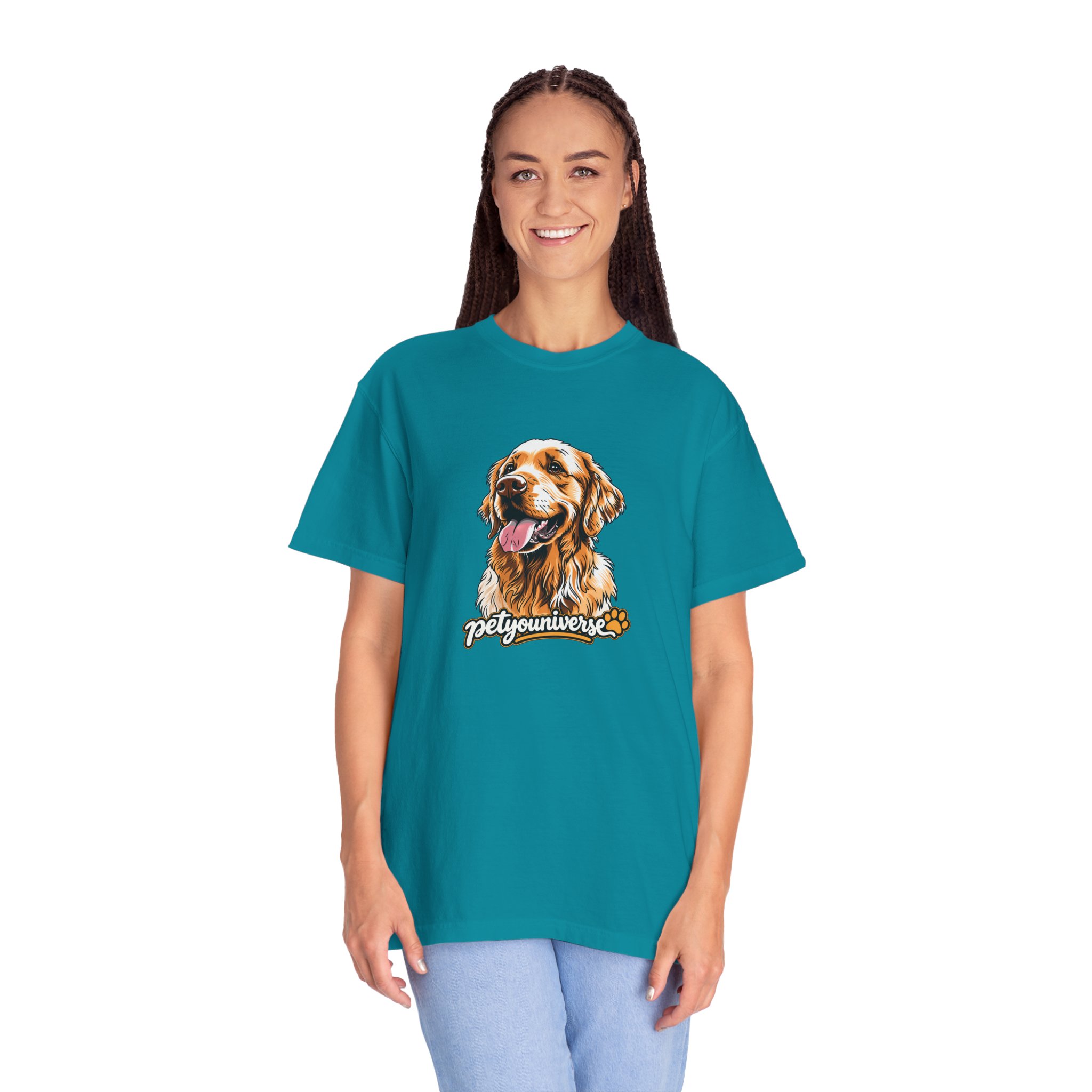 Dog Lover T-Shirt — Golden Retriever Portrait "PetYoUniverse" Graphic - Image 86