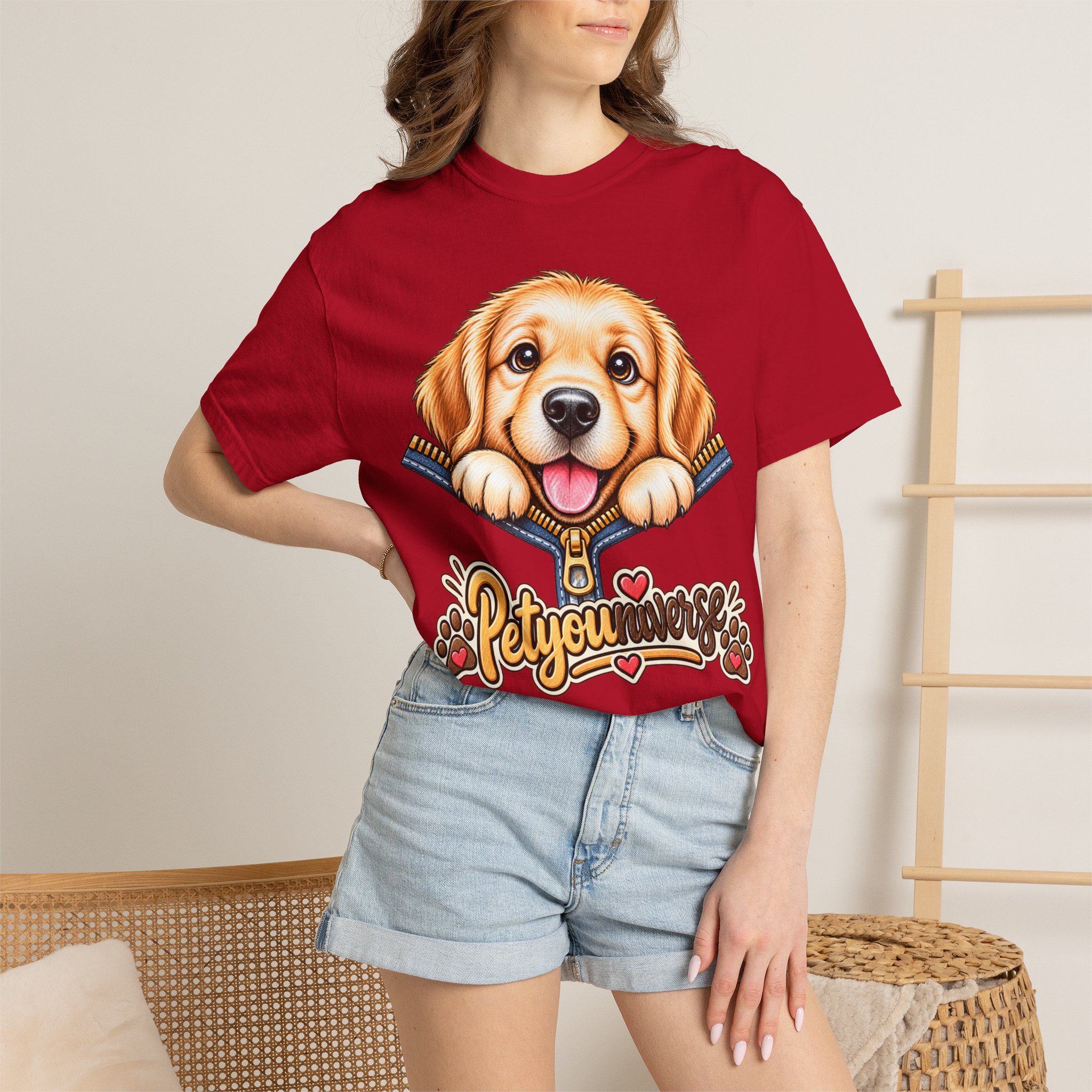 Golden Retriever Puppy "PetYoUniverse" T-Shirt - Image 137