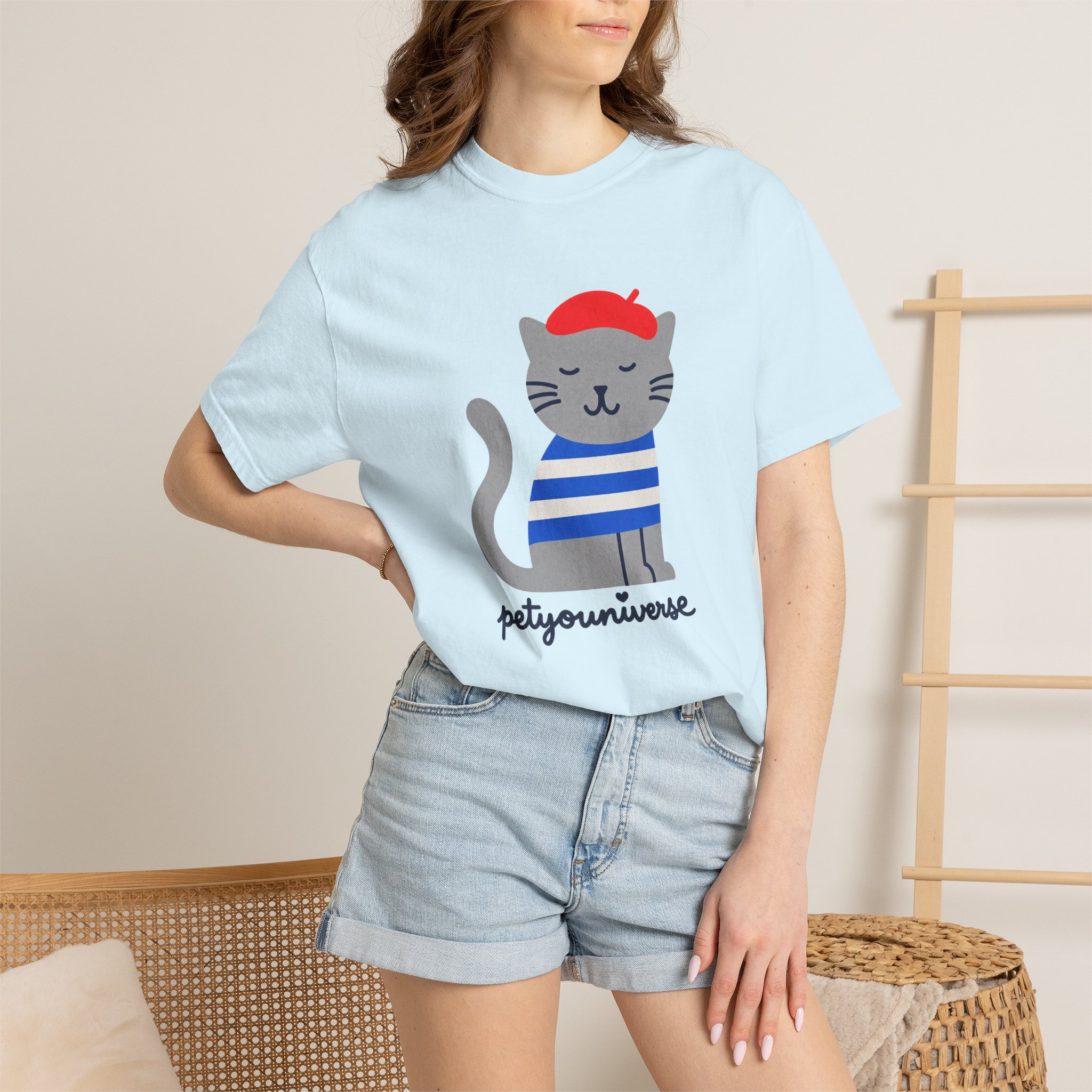 Cat Graphic T-Shirt — "petiyouniverse" Cute French Cat Tee - Image 83