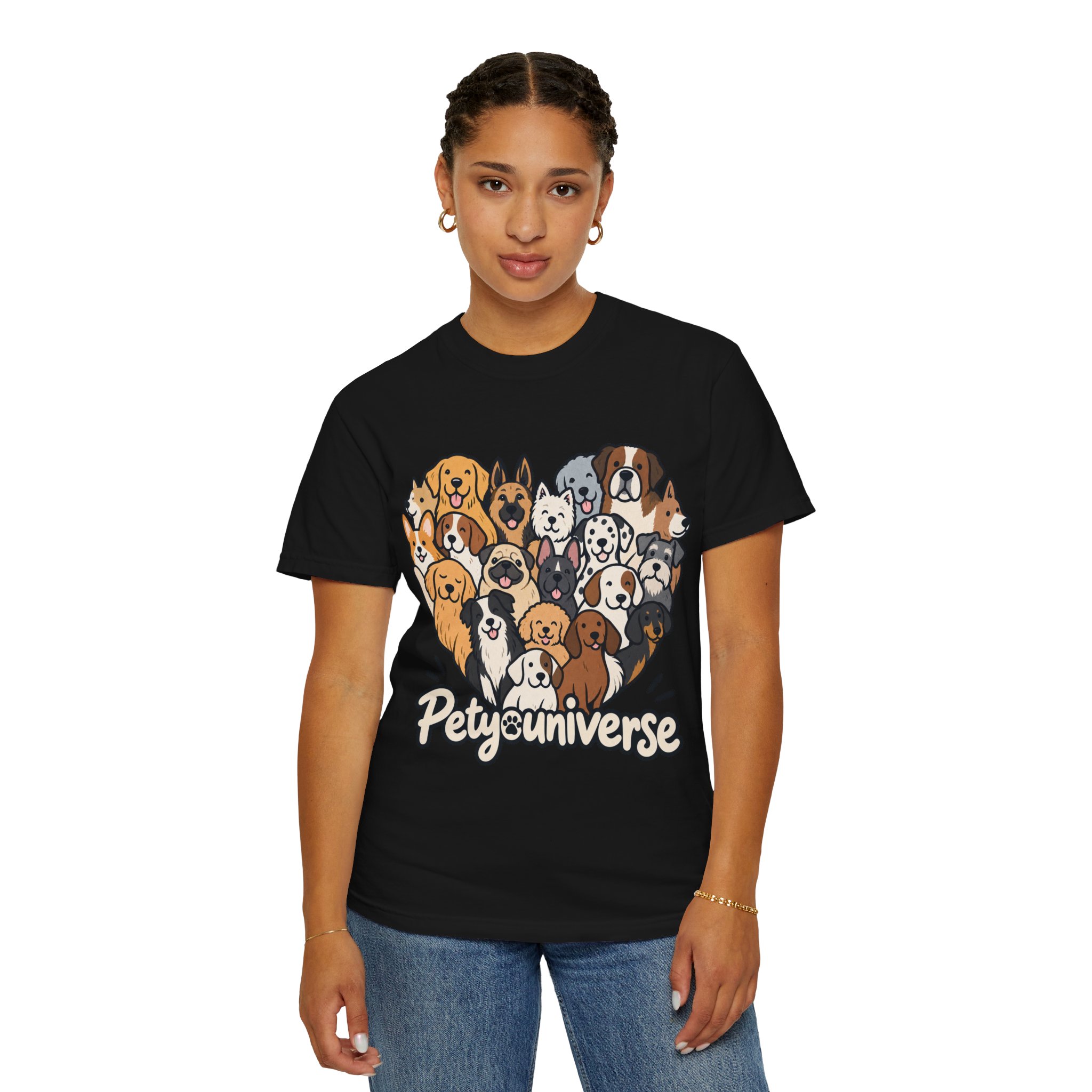 Dog Lover Cartoon T-Shirt — "Pety Universe" Graphic Tee - Image 136
