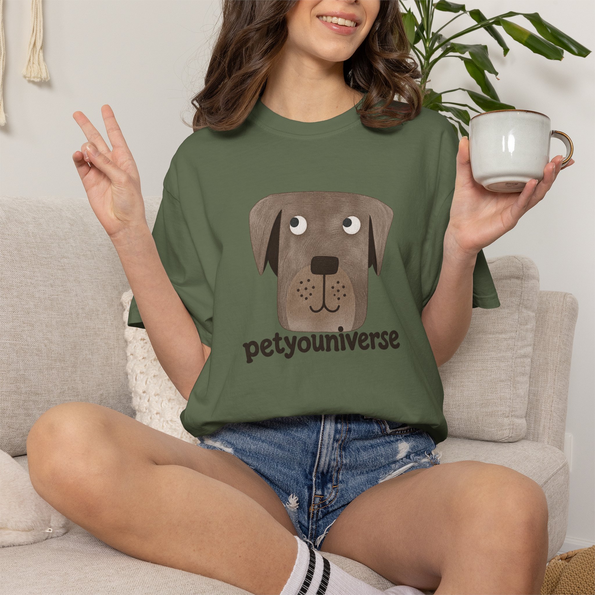 Dog Face Graphic T‑Shirt — "petyouniverse" Cute Pet Logo Tee - Image 48