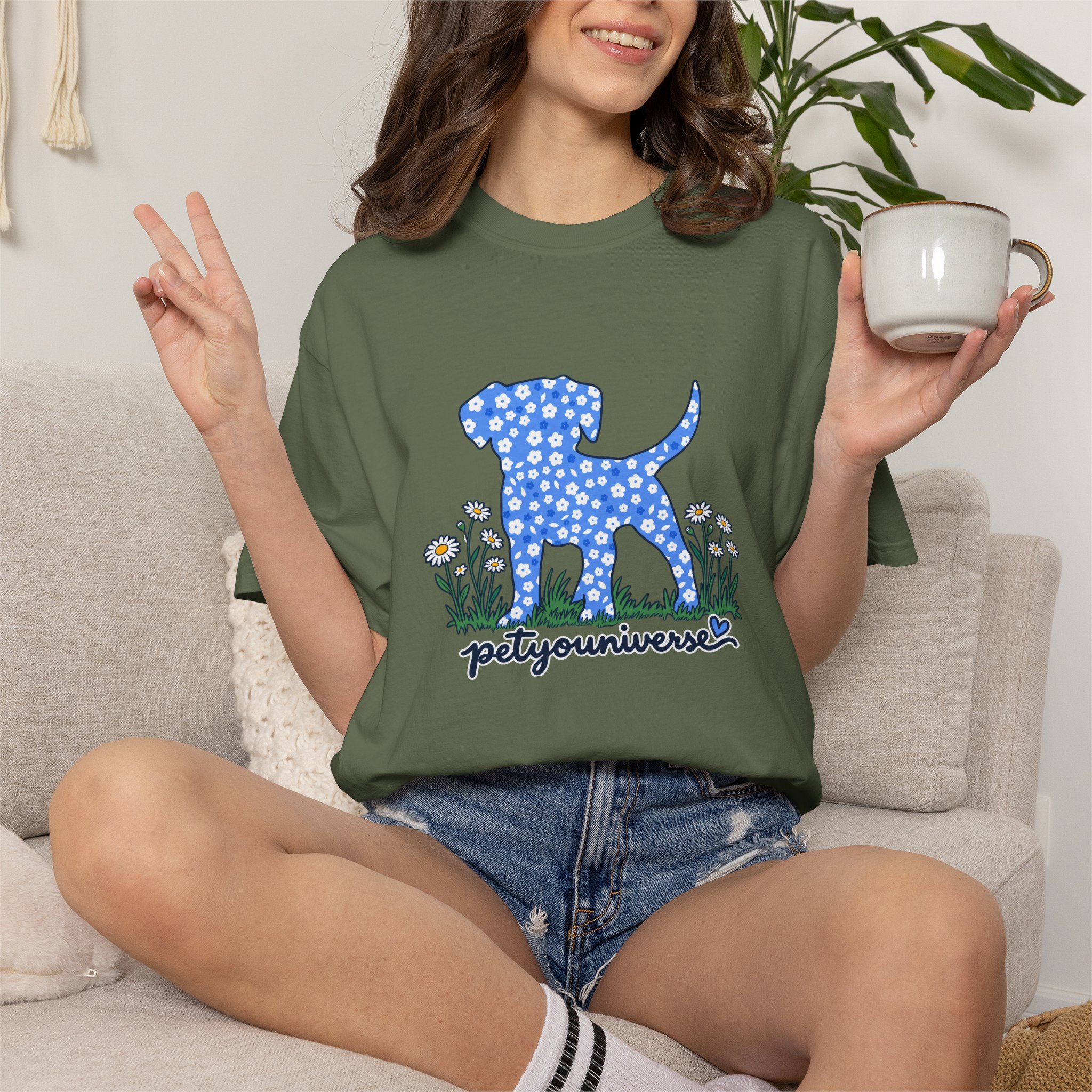 Dog Silhouette Floral T‑Shirt — "PetYoUniverse" Graphic Tee - Image 43