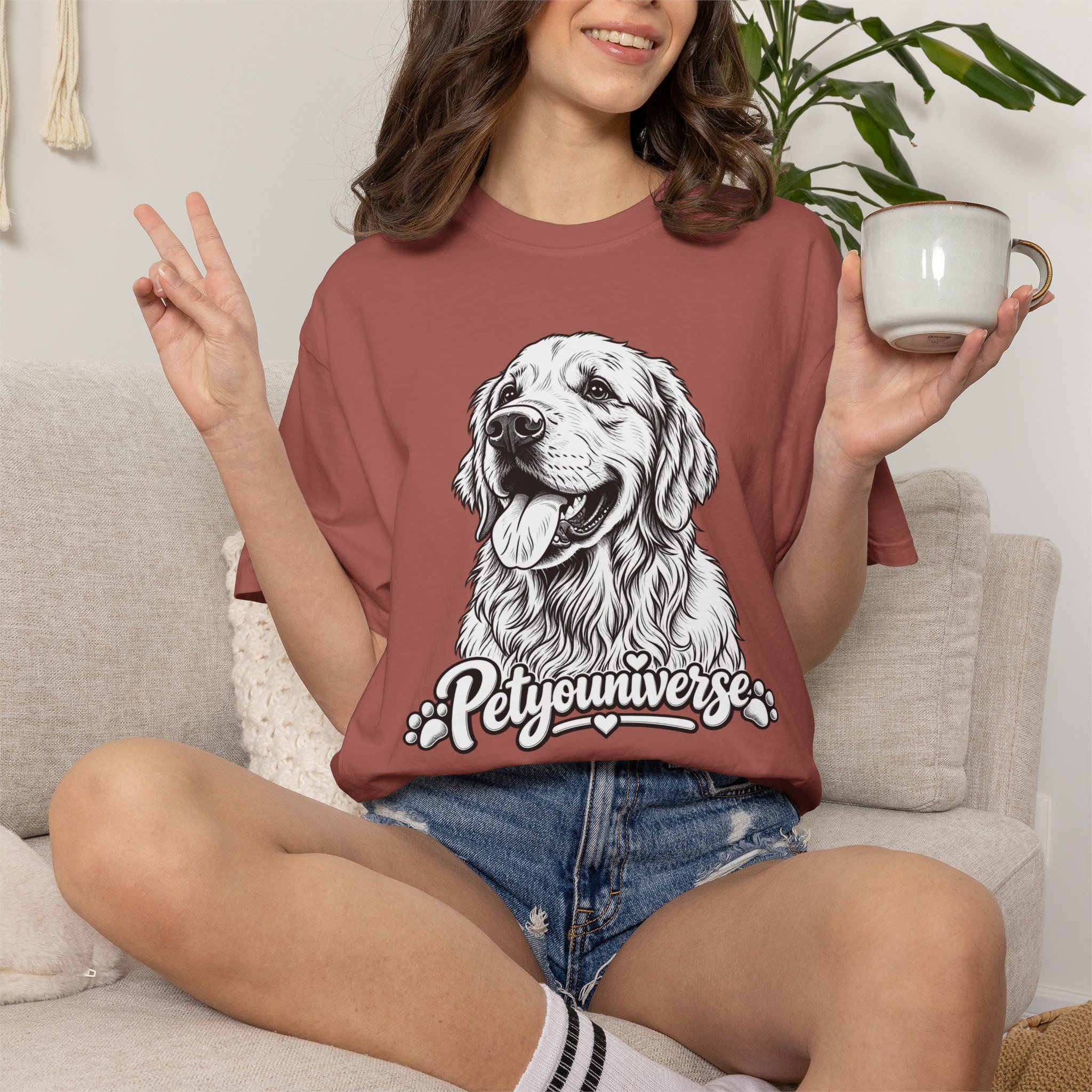 PetYoUniverse Golden Retriever Graphic T-Shirt — Cute Dog Portrait Tee - Image 120