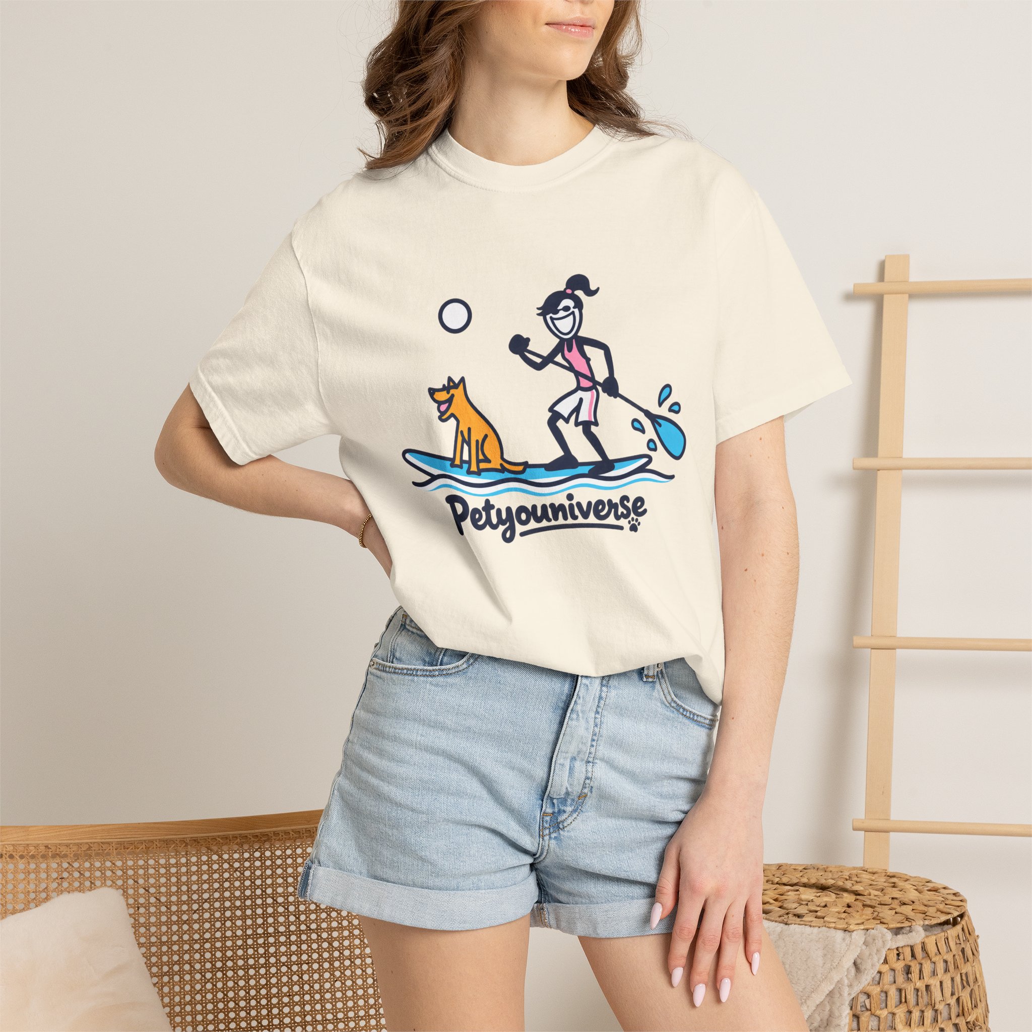Paddleboarding Pup Graphic T-Shirt — "Petyouniverse" Dog & Owner Paddleboard Tee - Image 10