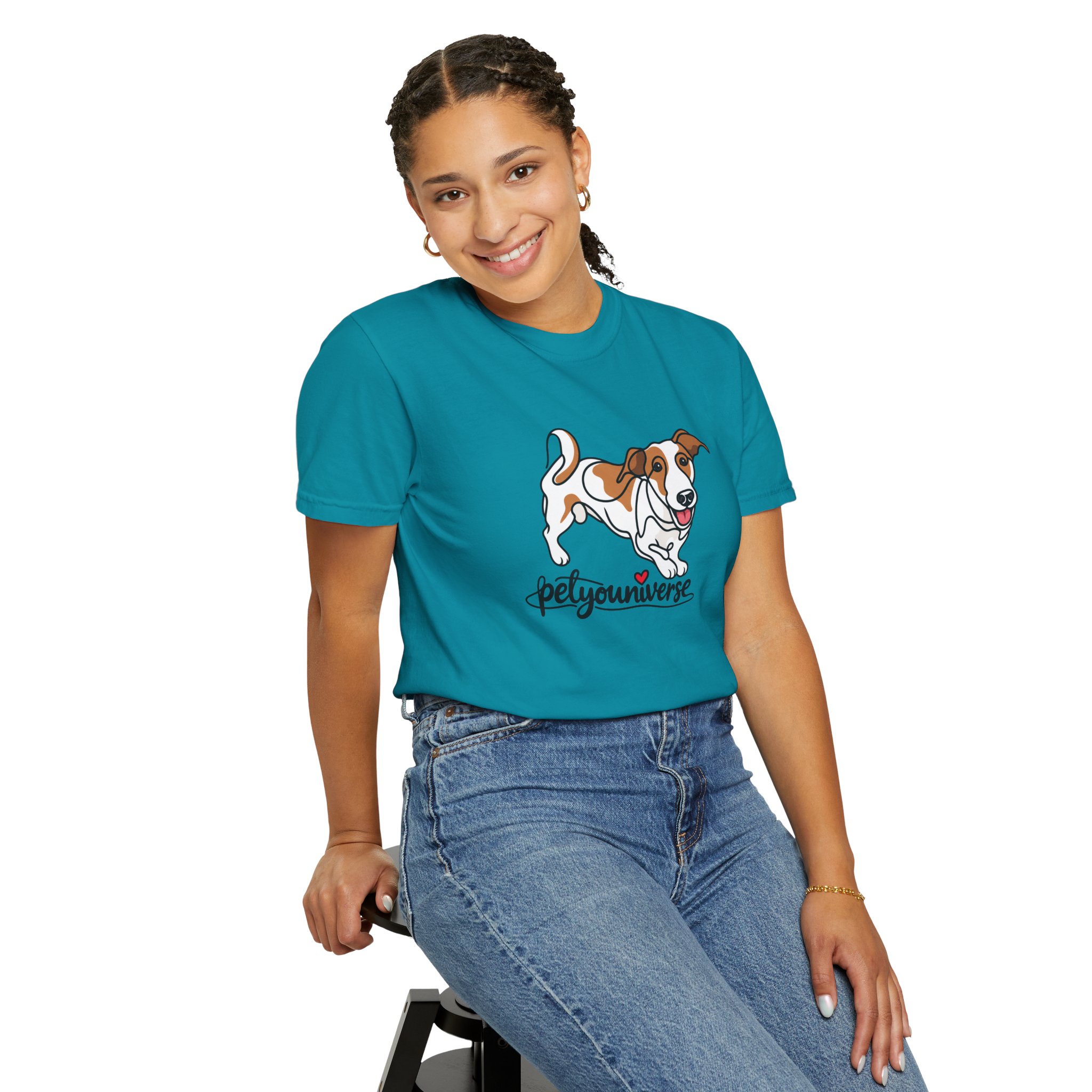 Dog Cartoon T-Shirt — "PetYoUniverse" Playful Jack Russell Tee - Image 78