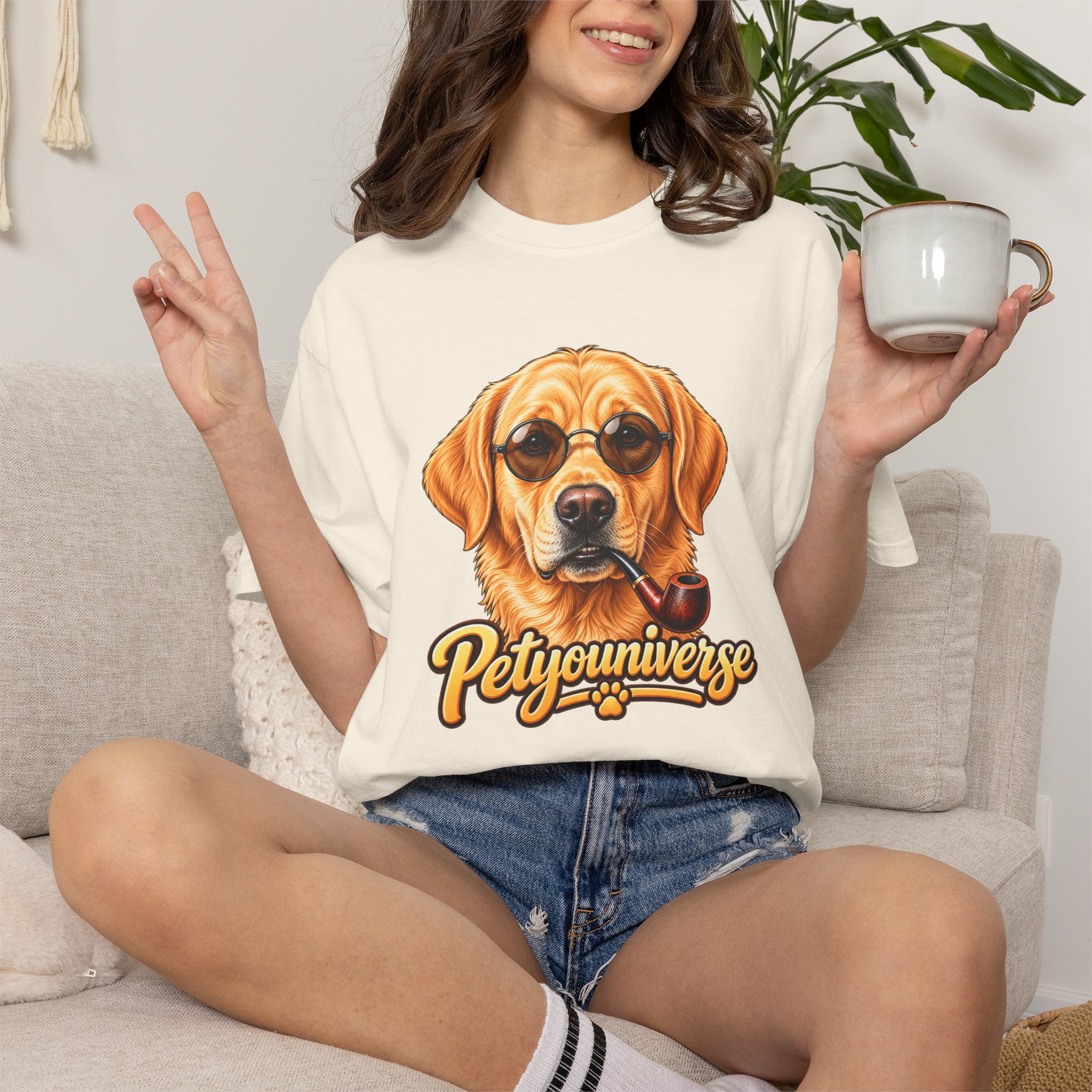 Dog Graphic T-Shirt — 'PetYoUniverse' Yellow Lab Portrait Tee - Image 12
