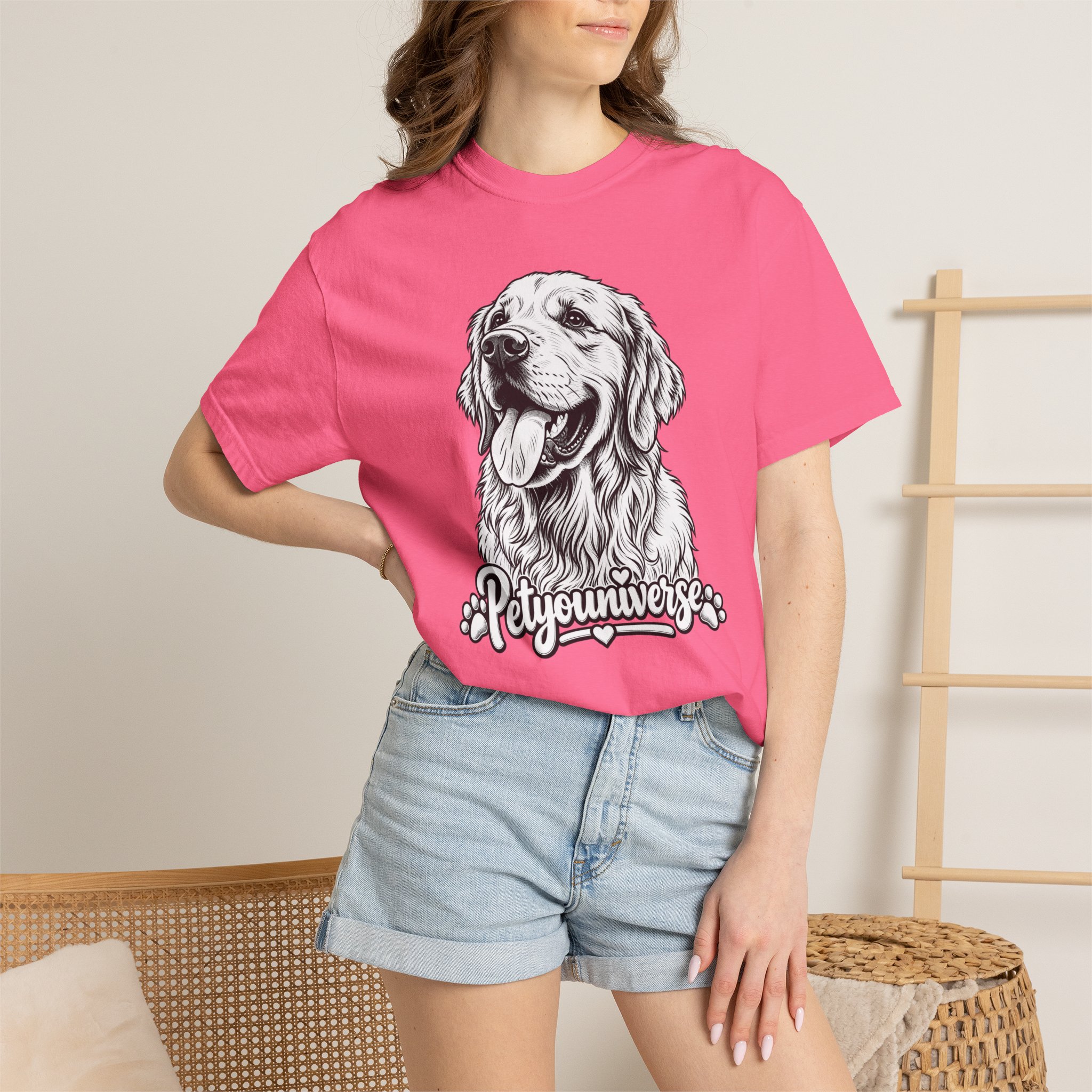 PetYoUniverse Golden Retriever Graphic T-Shirt — Cute Dog Portrait Tee - Image 101