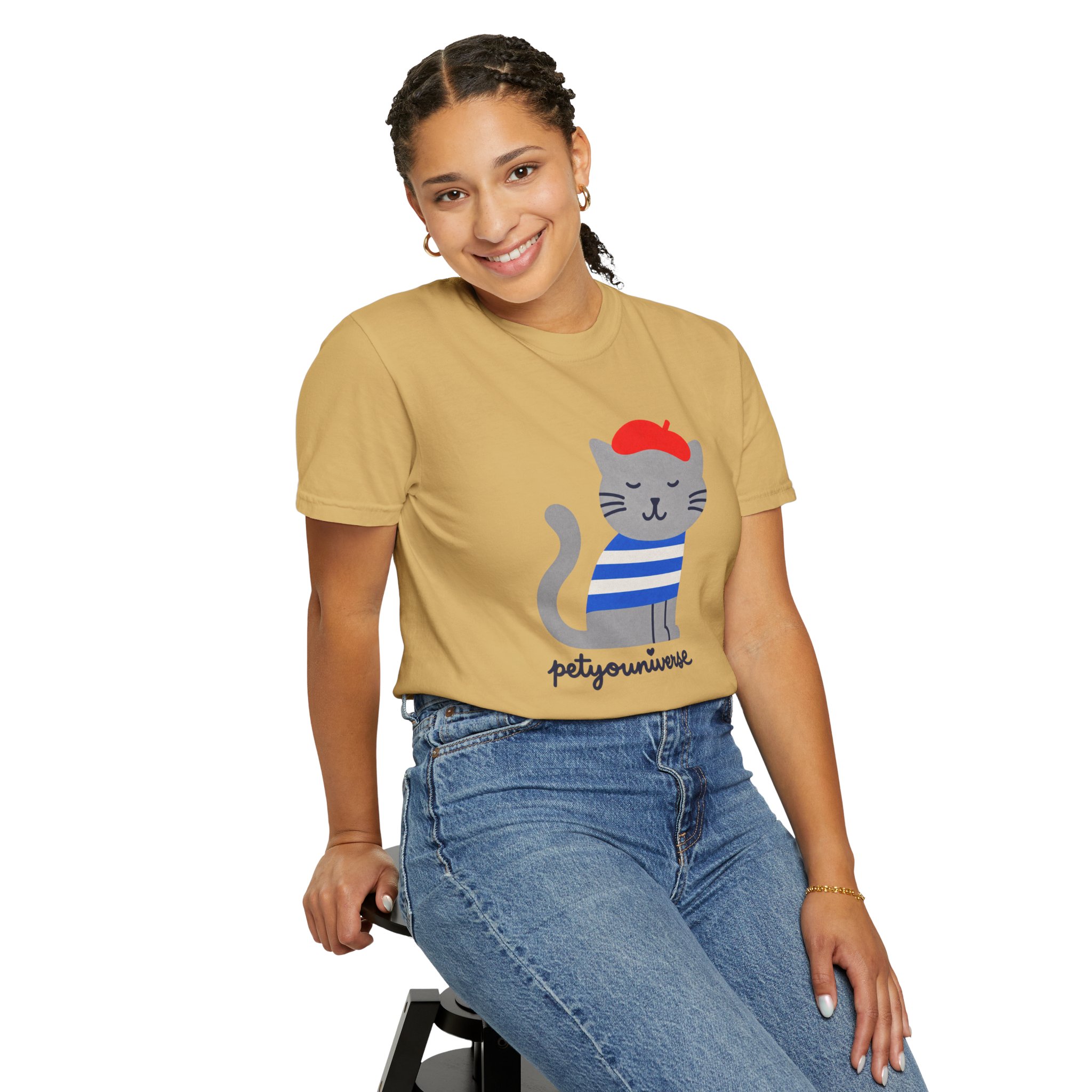 Cat Graphic T-Shirt — "petiyouniverse" Cute French Cat Tee - Image 15