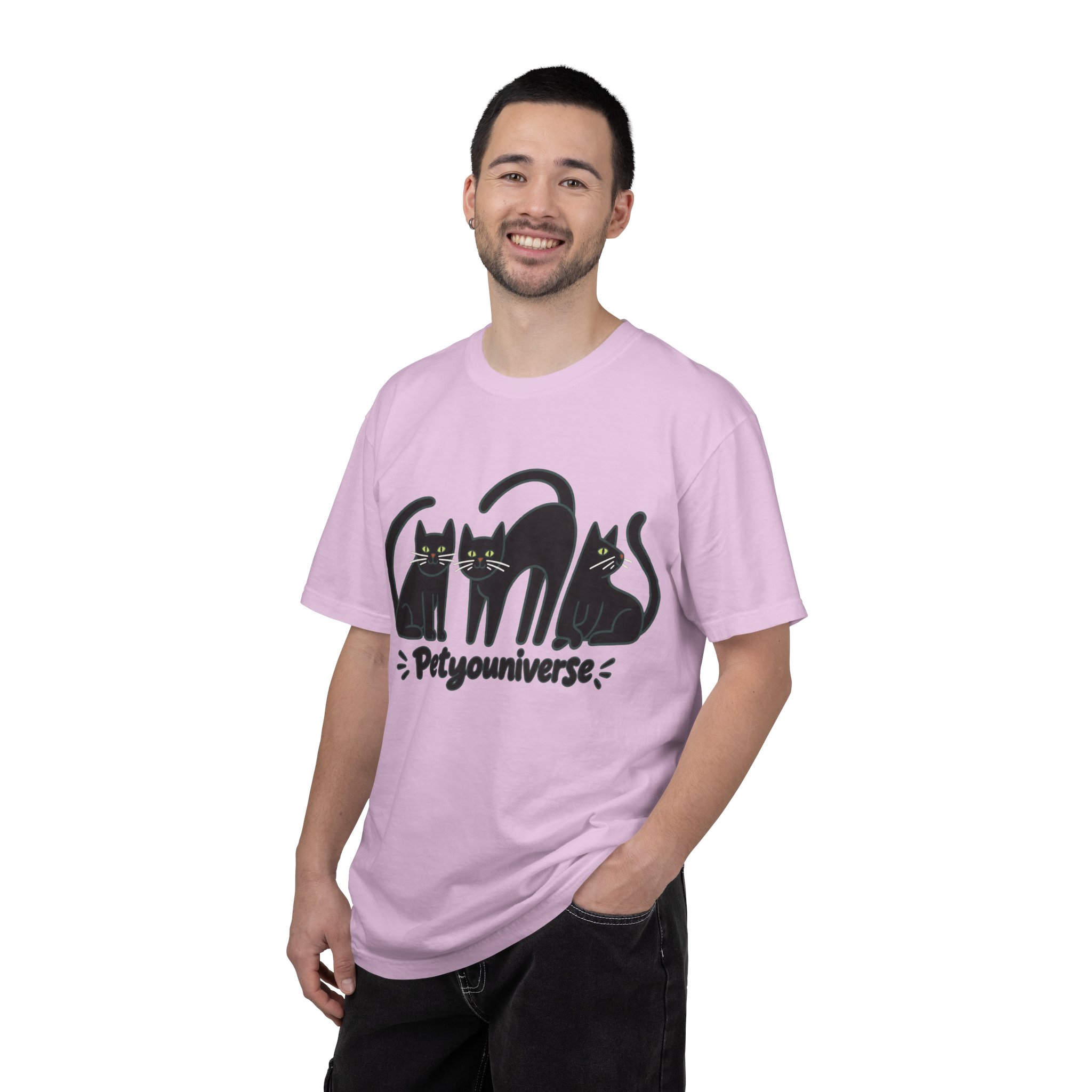 Cat T-Shirt — "Petyouniverse" Black Cat Trio Graphic Tee - Image 112