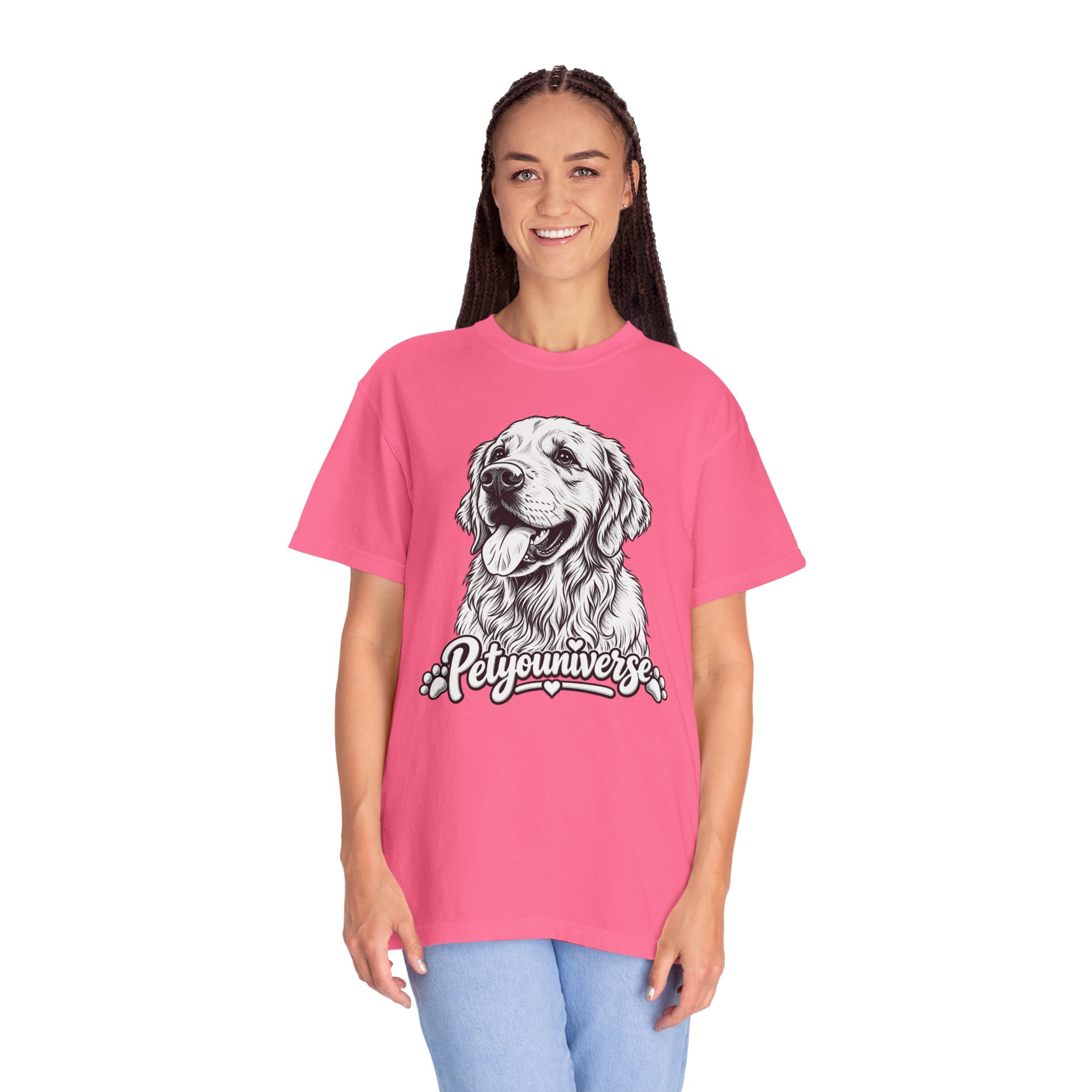 PetYoUniverse Golden Retriever Graphic T-Shirt — Cute Dog Portrait Tee - Image 104