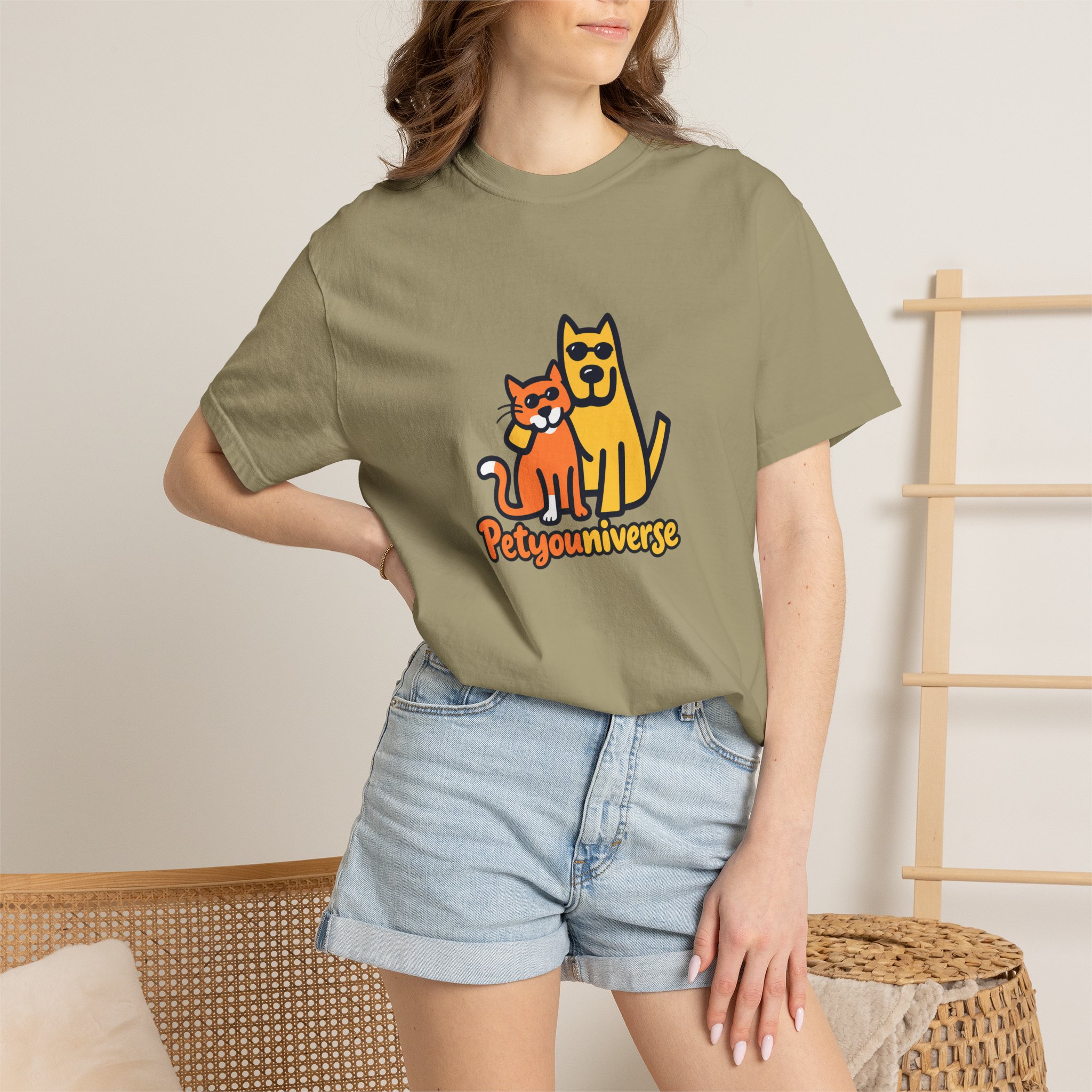 PetyoUniverse Cute Cat & Dog Graphic T-Shirt — Vintage Garment-Dyed Tee for Pet Lovers - Image 20