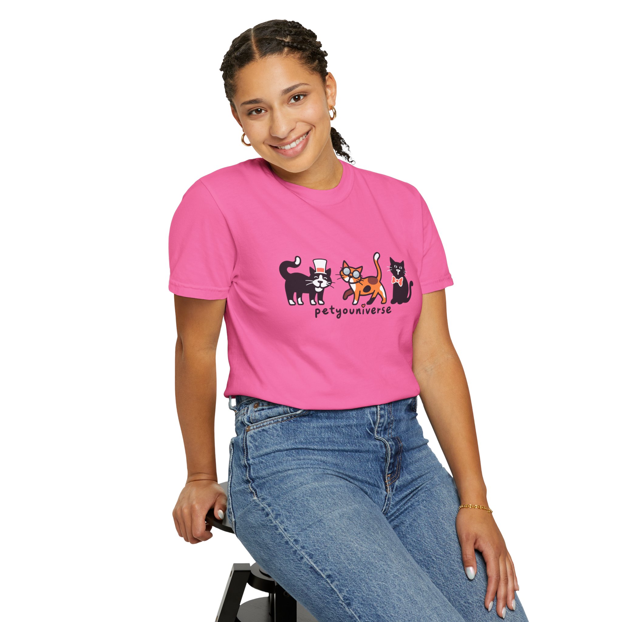 Cat Crew Graphic T-Shirt — "petgouriverse" Cute Cartoon Cats Tee - Image 78