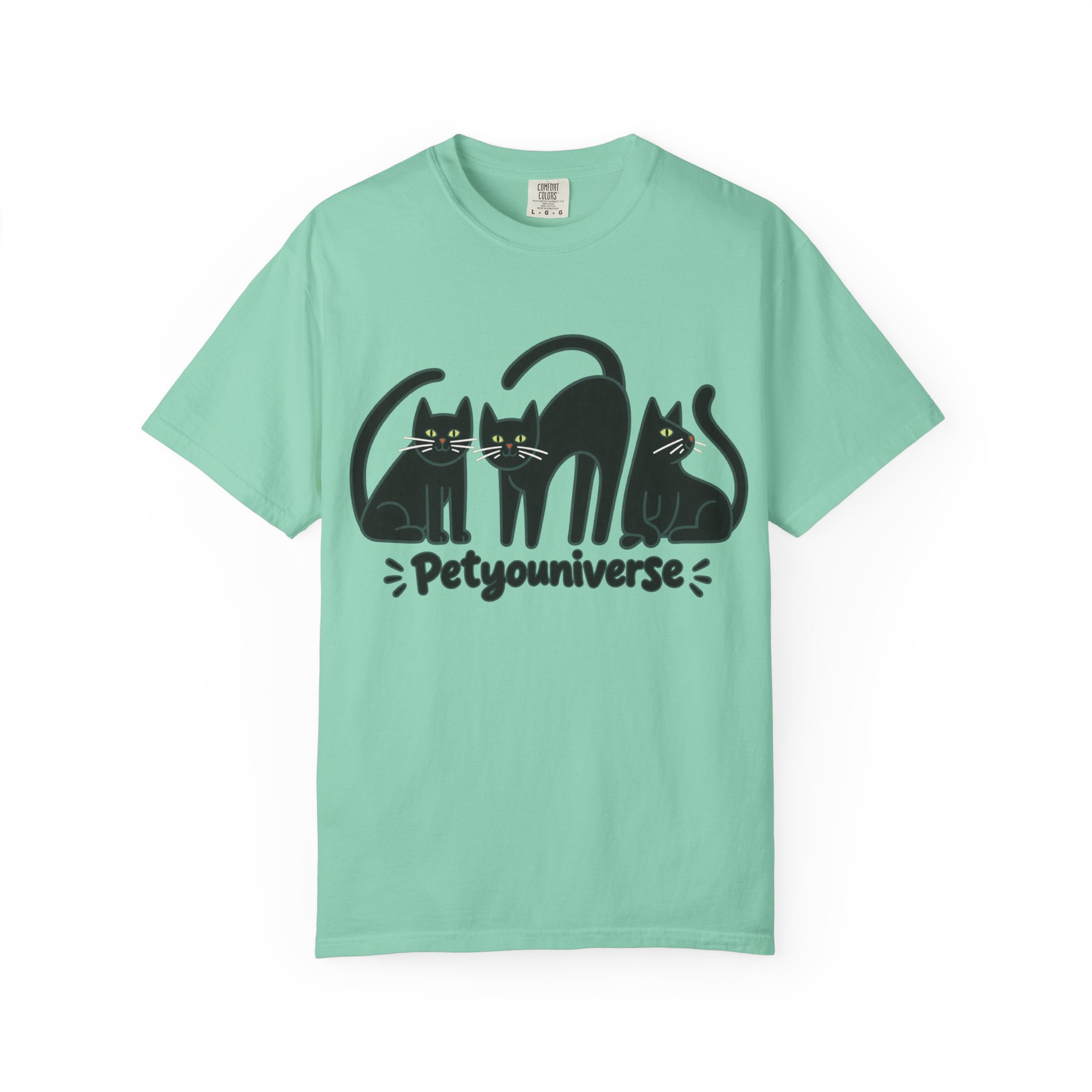 Cat T-Shirt — "Petyouniverse" Black Cat Trio Graphic Tee - Image 73