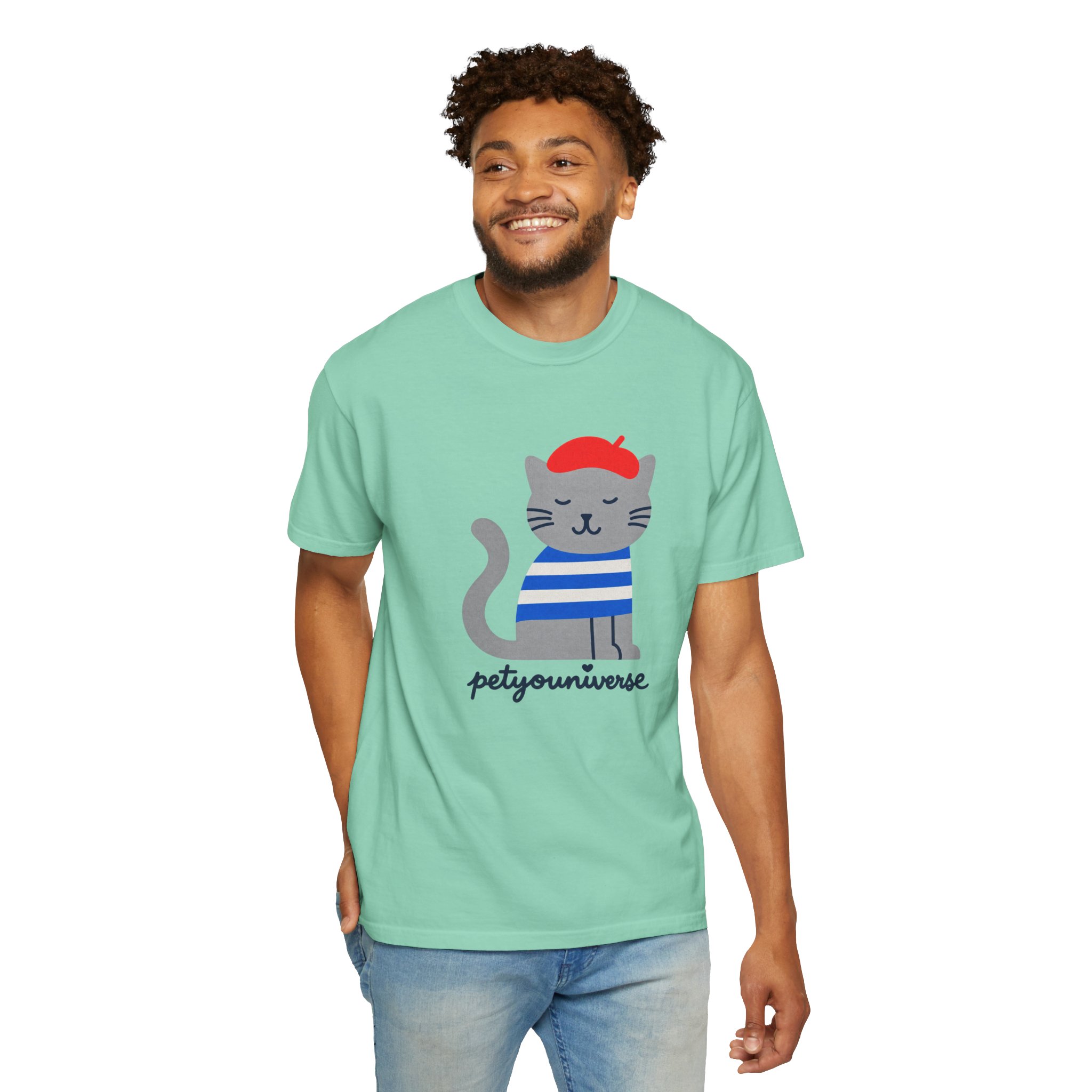 Cat Graphic T-Shirt — "petiyouniverse" Cute French Cat Tee - Image 70