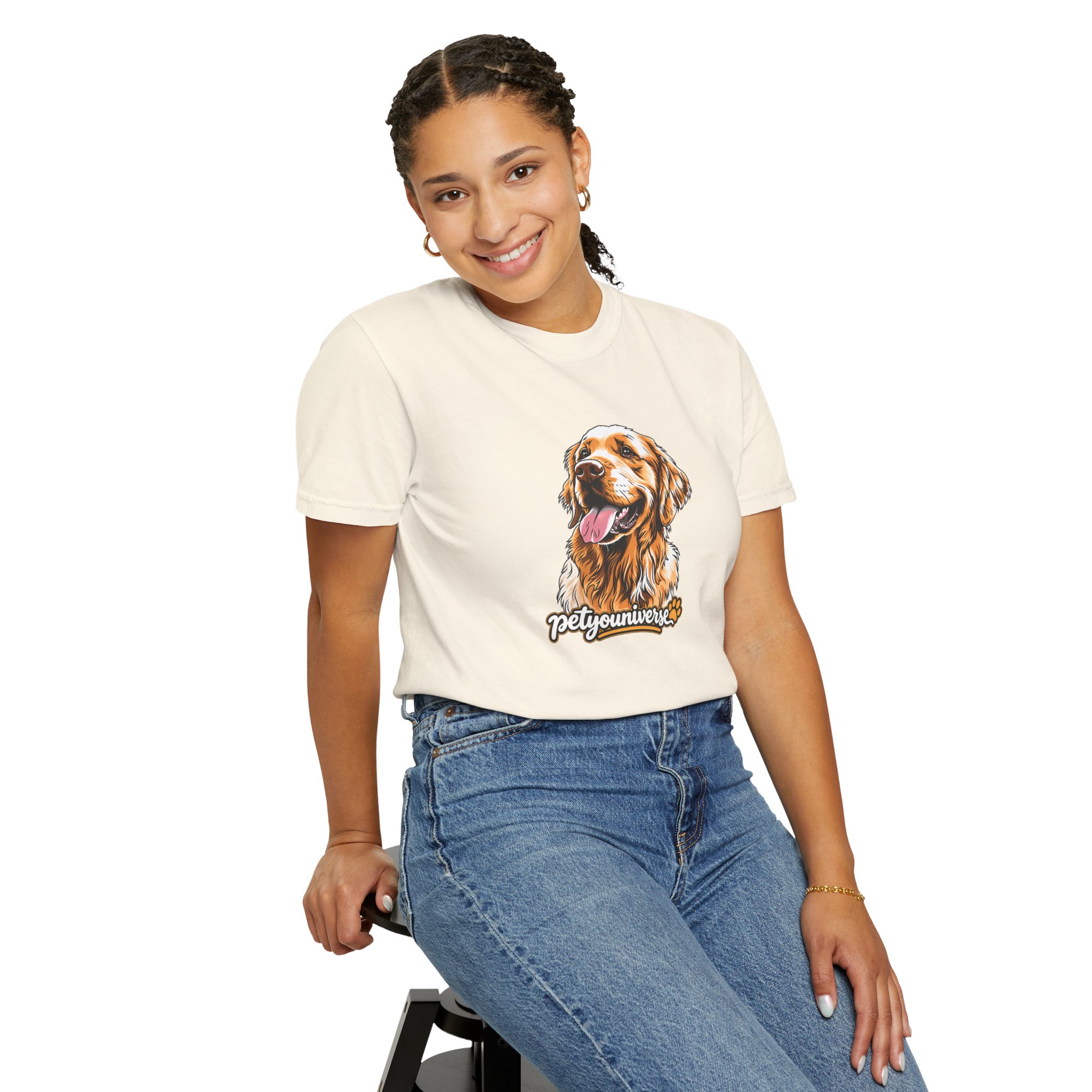 Dog Lover T-Shirt — Golden Retriever Portrait "PetYoUniverse" Graphic - Image 6