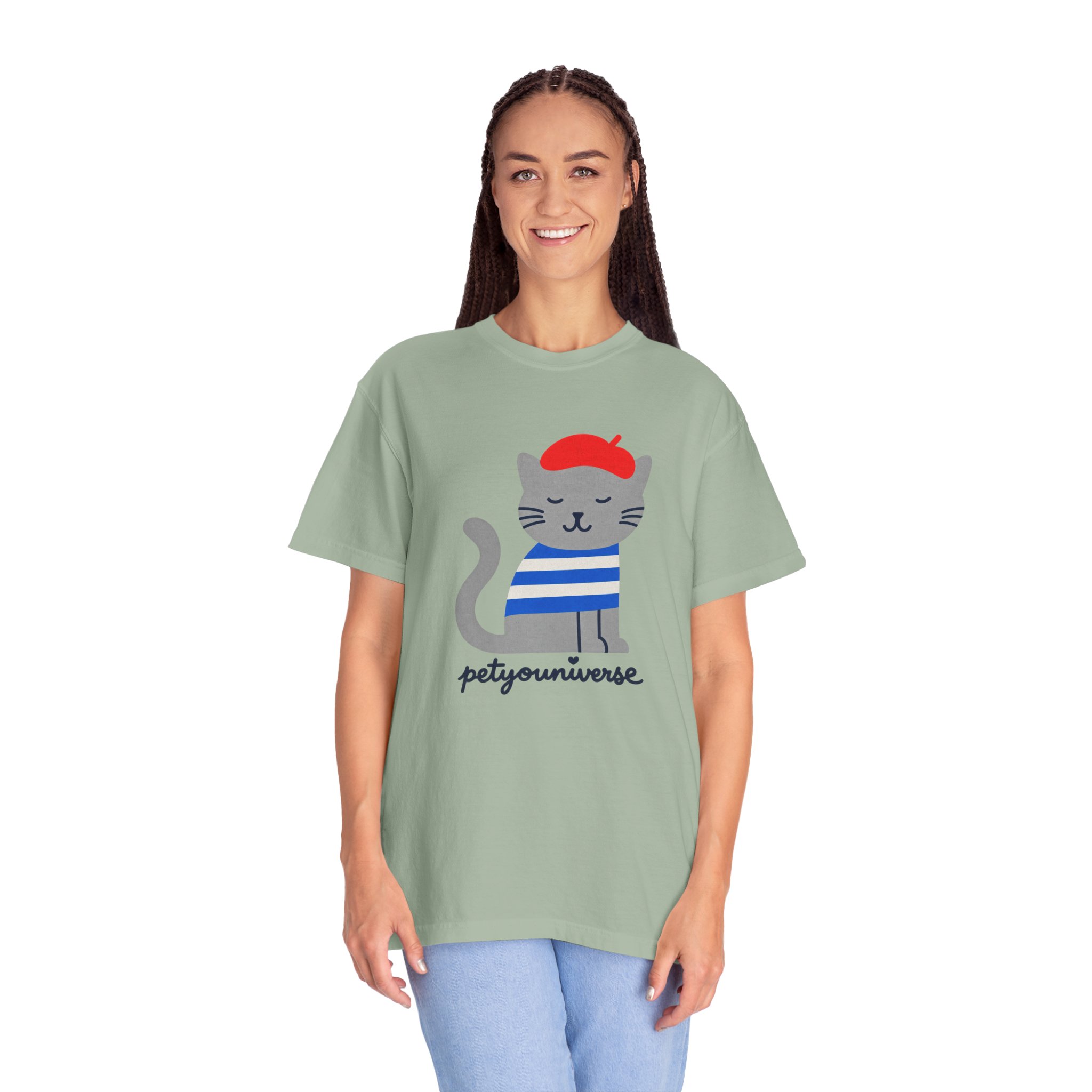 Cat Graphic T-Shirt — "petiyouniverse" Cute French Cat Tee - Image 59