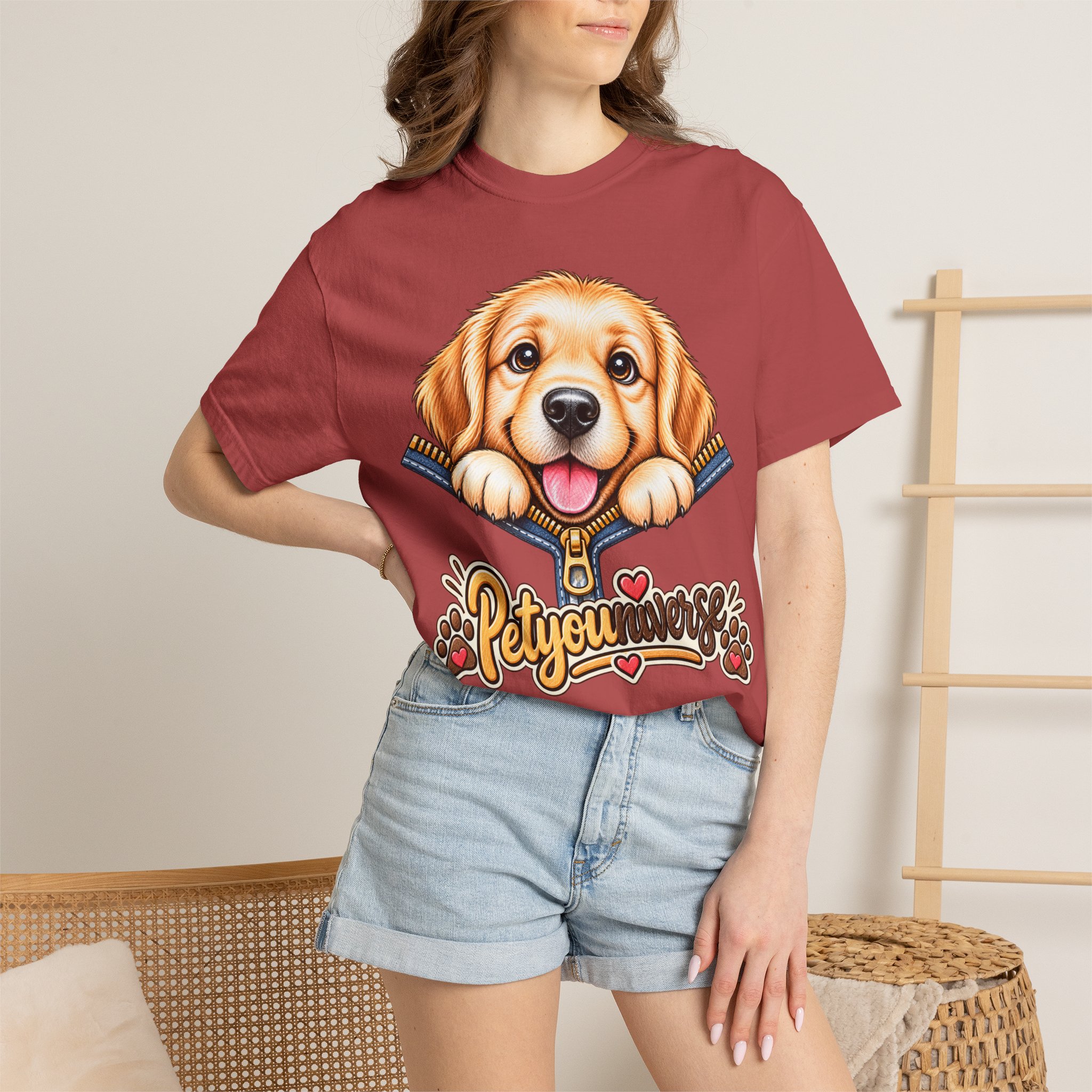Golden Retriever Puppy "PetYoUniverse" T-Shirt - Image 128
