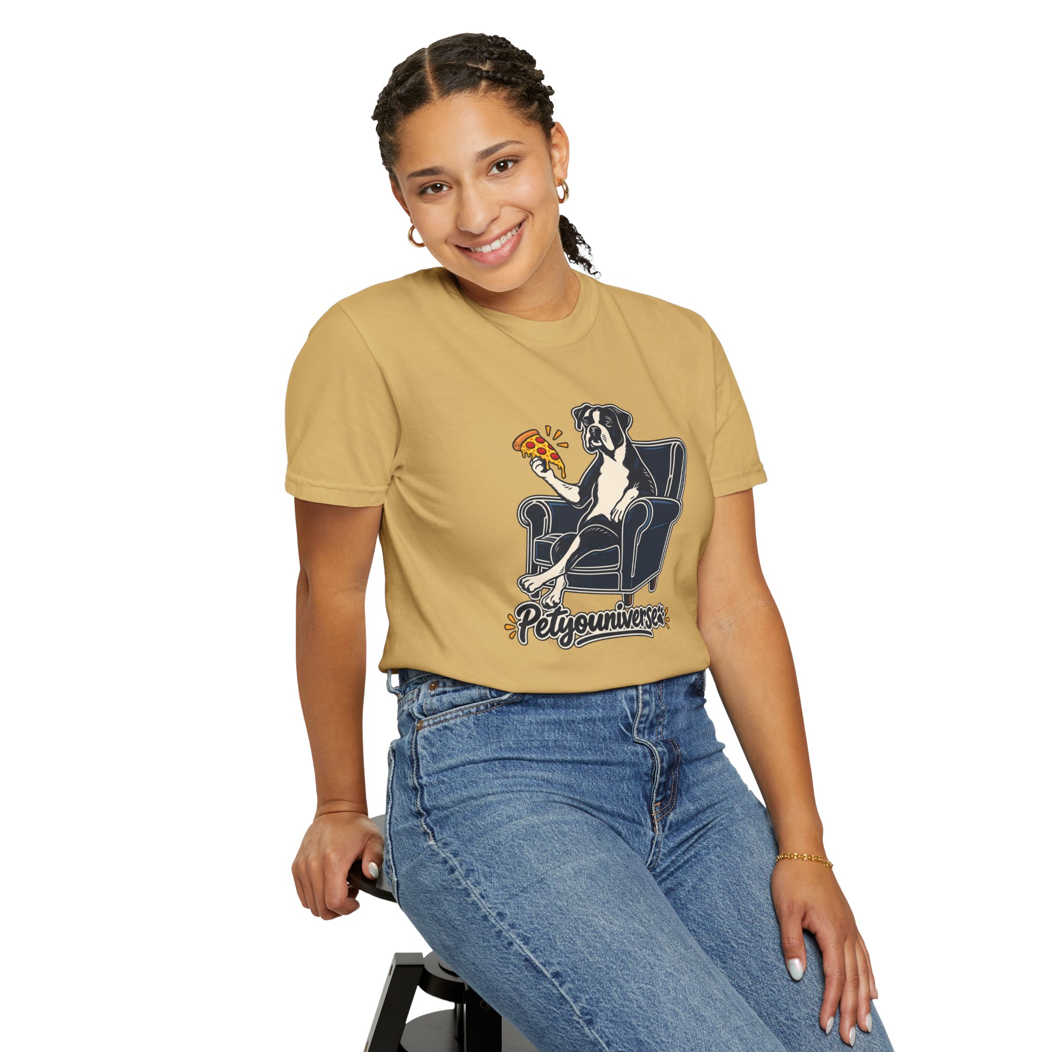 T-Shirt — PetYoUniverse Dog on Armchair with Pizza Graphic - Image 15