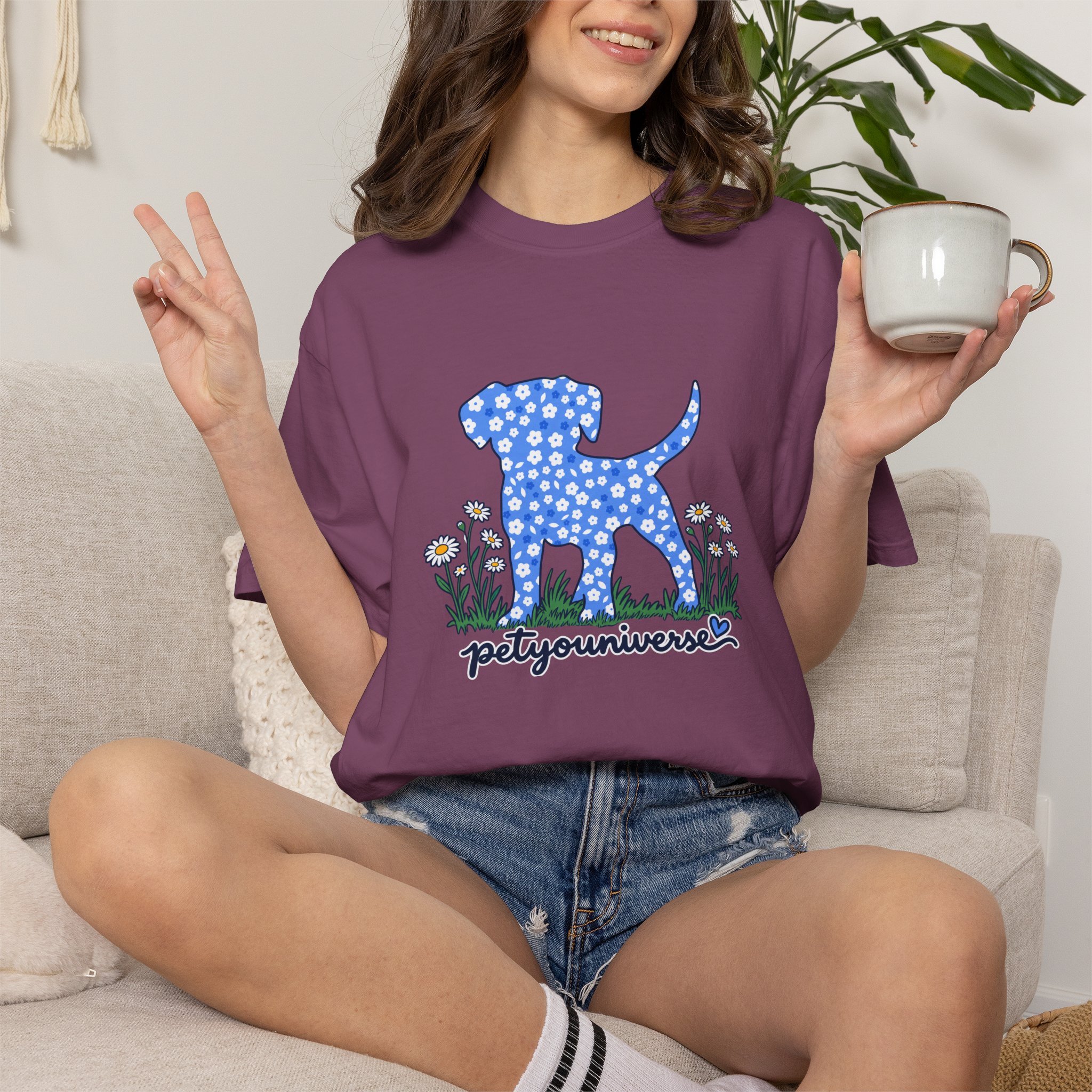 Dog Silhouette Floral T‑Shirt — "PetYoUniverse" Graphic Tee - Image 83